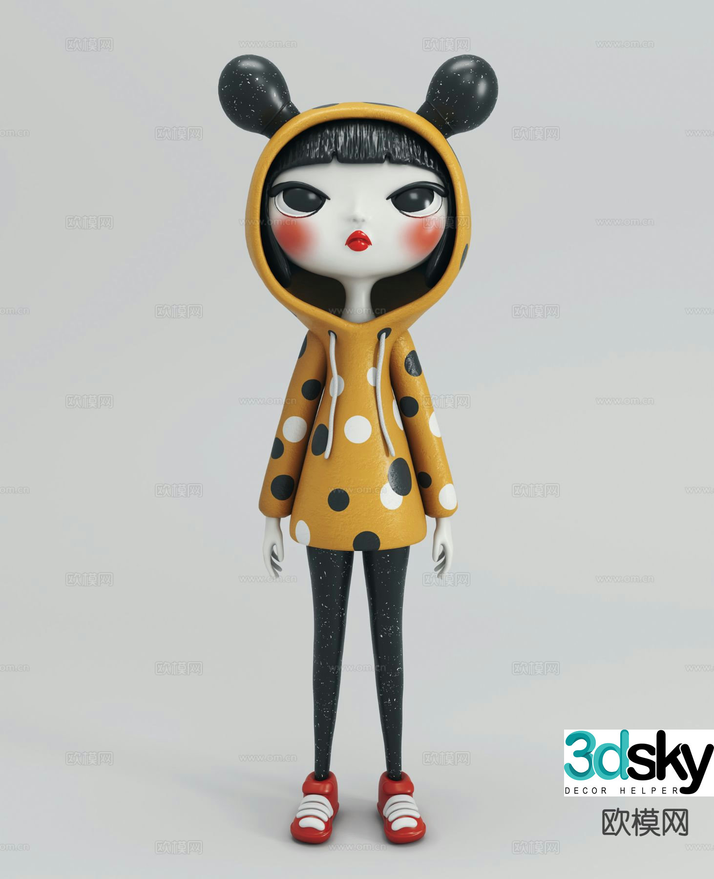 Cartoon style trendy hand-made ornaments 3D model