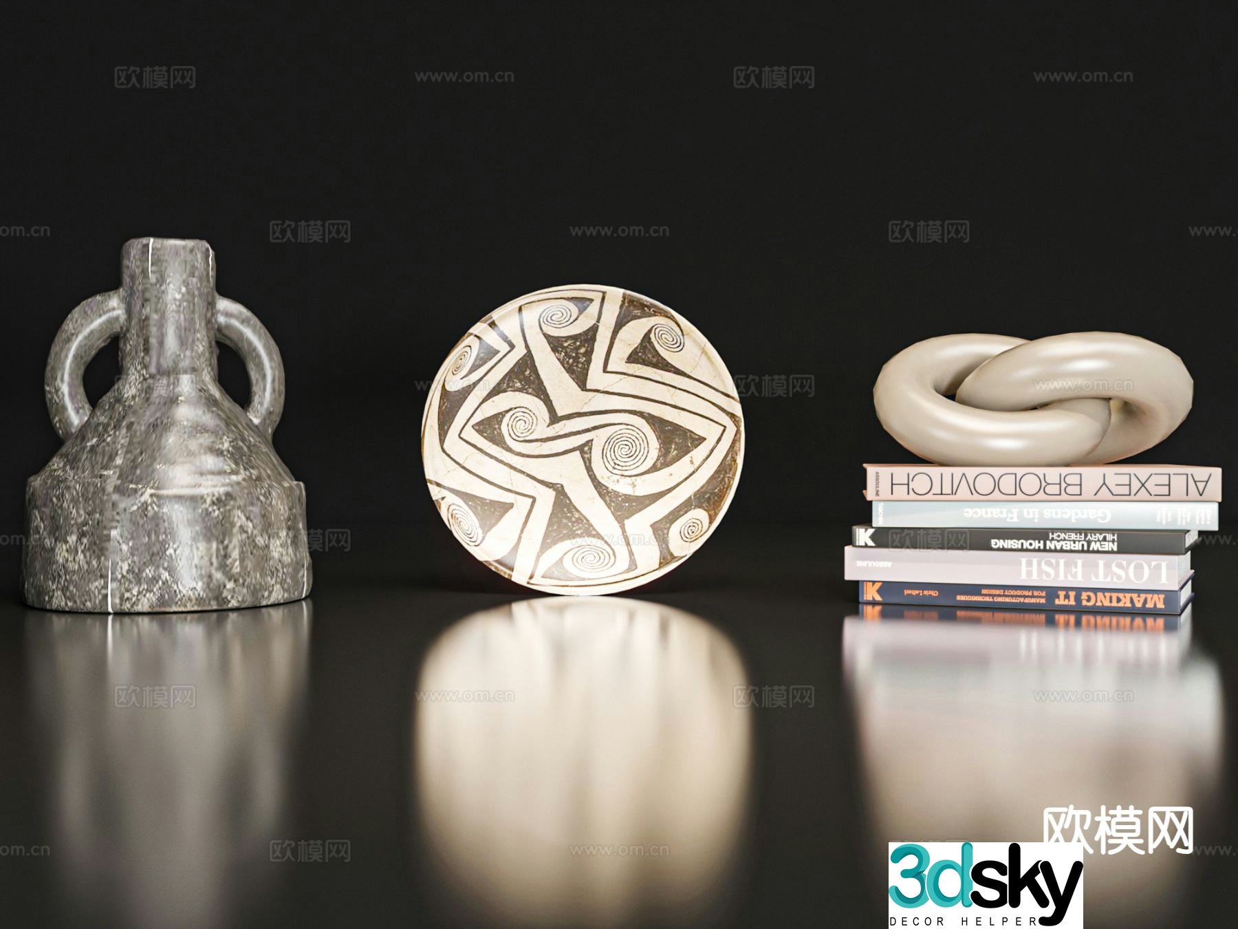 Ornaments earthen pots clay pots 3D model
