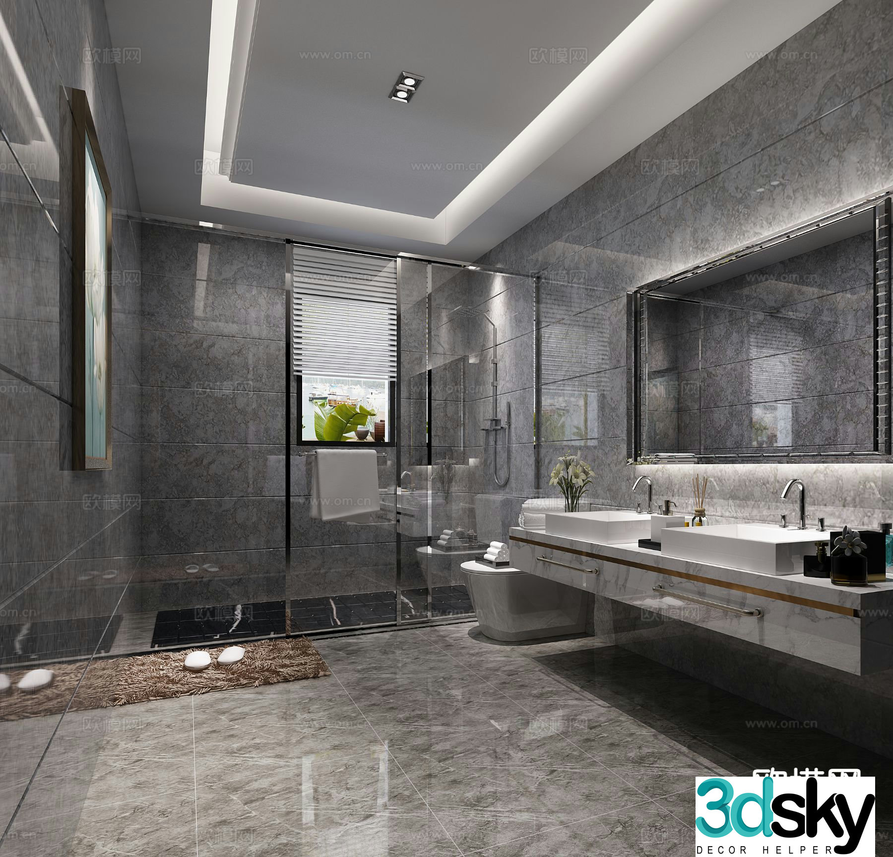 Premium gray bathroom bathroom 3d model