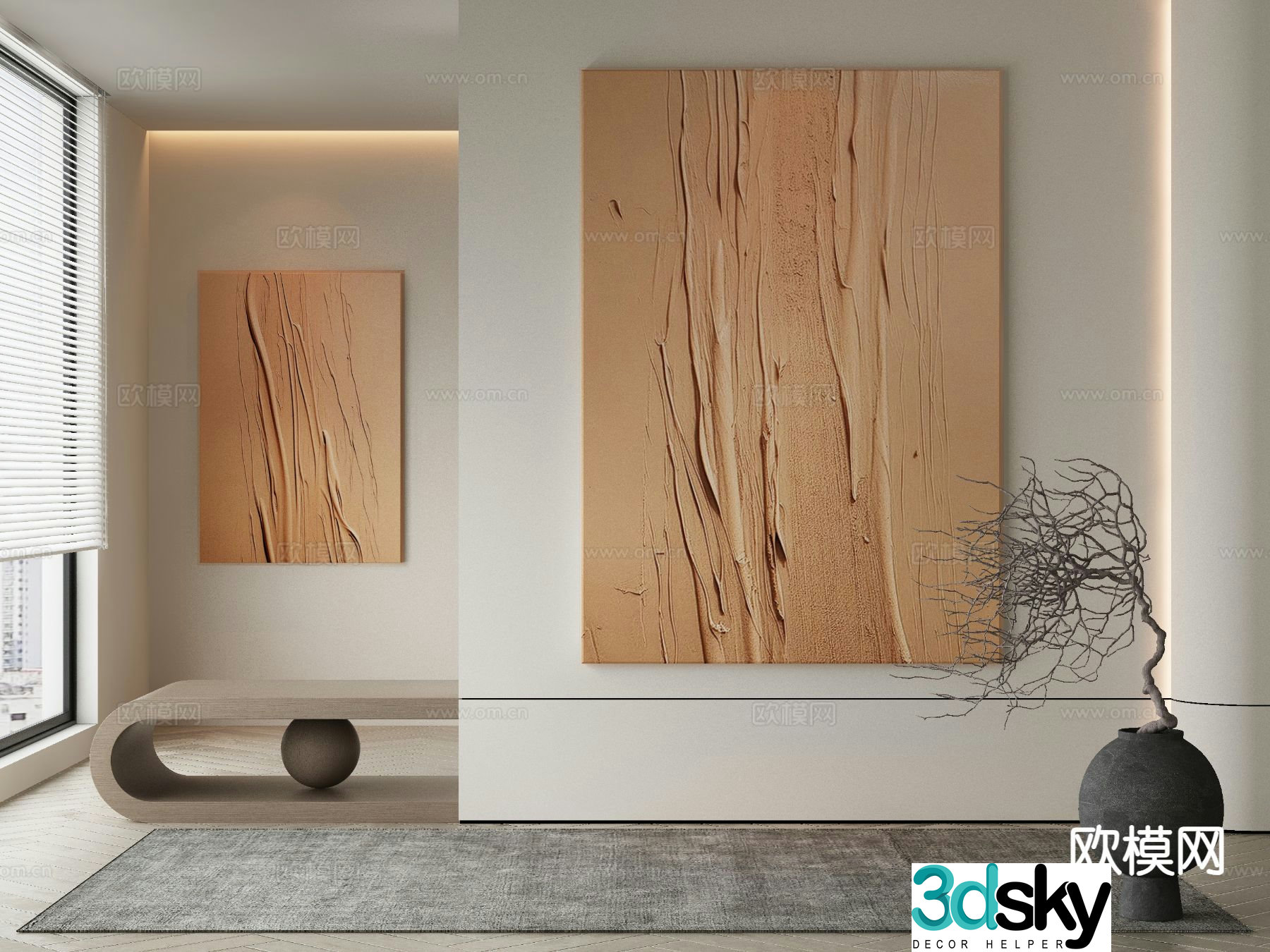 Modern decorative painting texture hanging painting 3d model