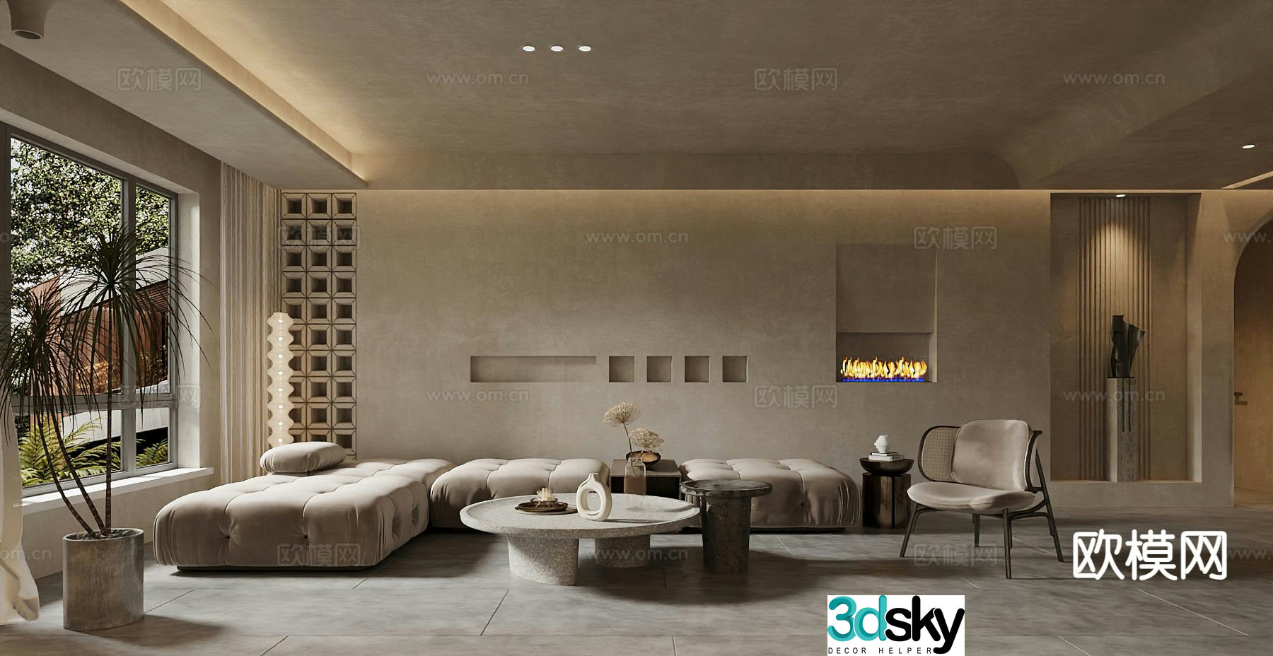 Wabi-sabi living room 3d model