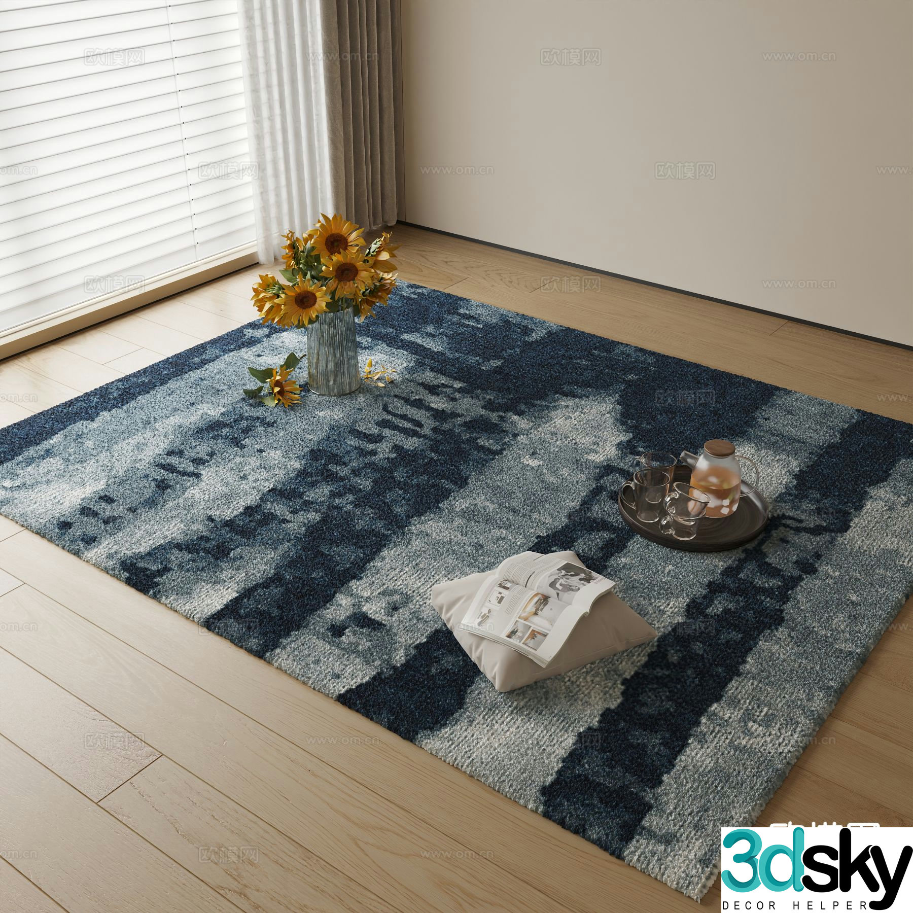 Teal carpet 3d model