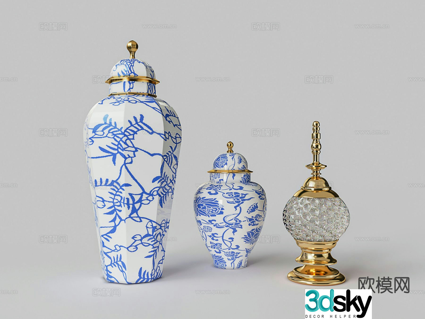 New Chinese style pottery vase porcelain vase utensil 3d model