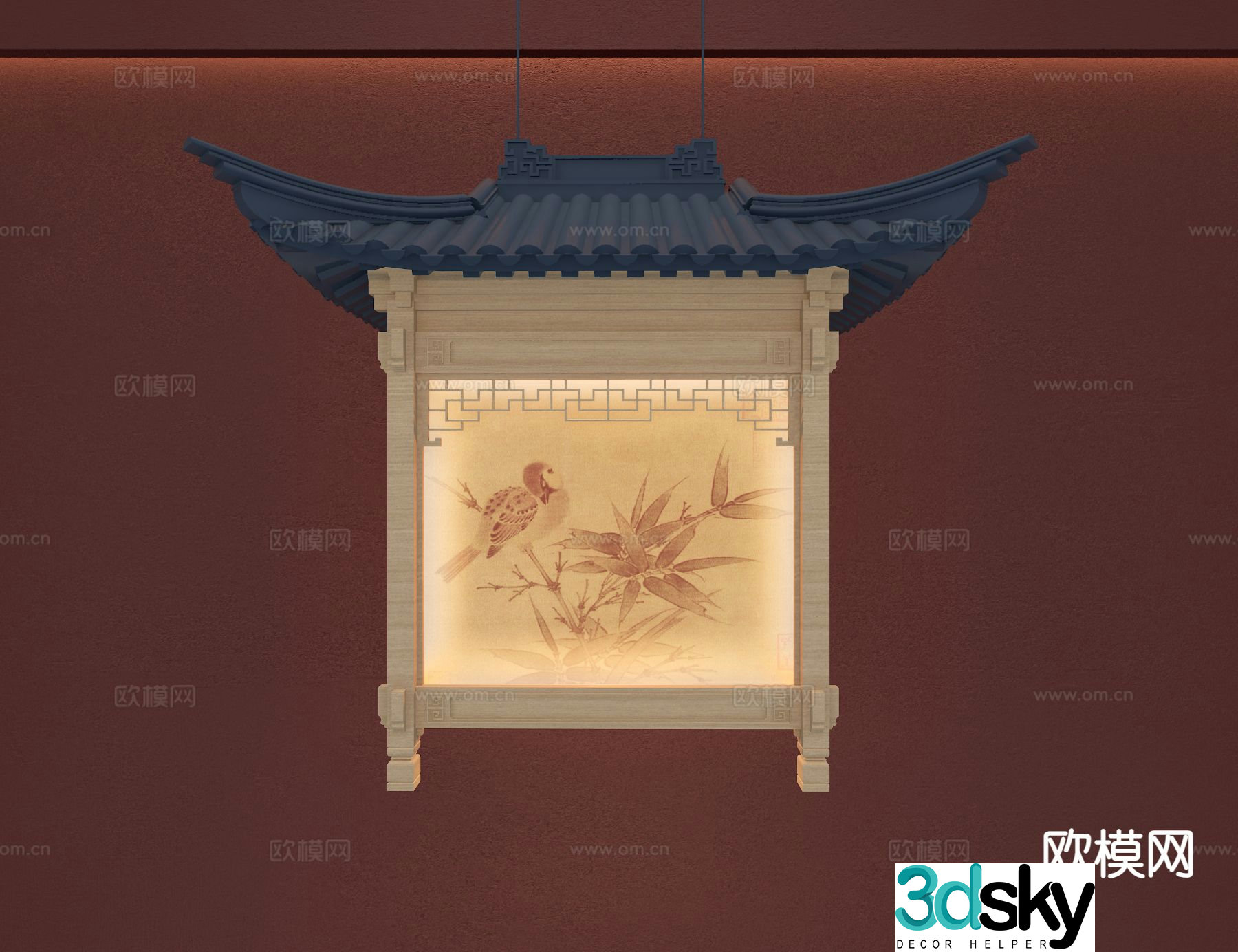 New Chinese style chandelier 3d model
