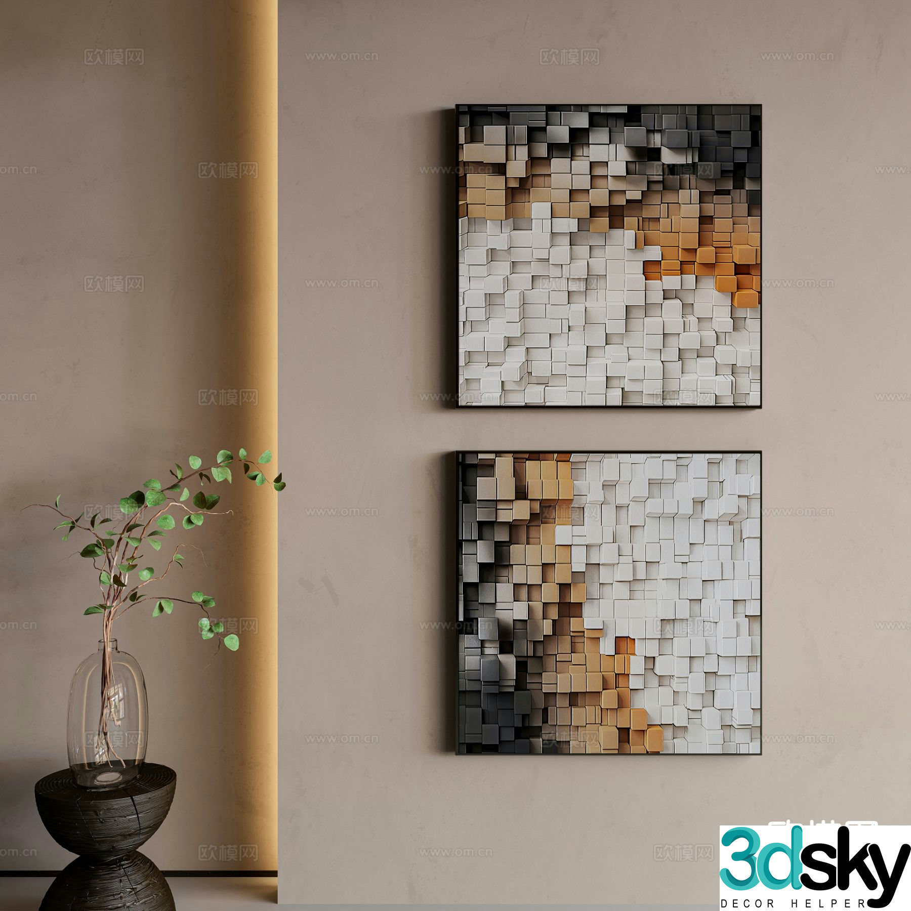 Modern minimalist painting decorative painting three-dimensional hanging painting 3D model