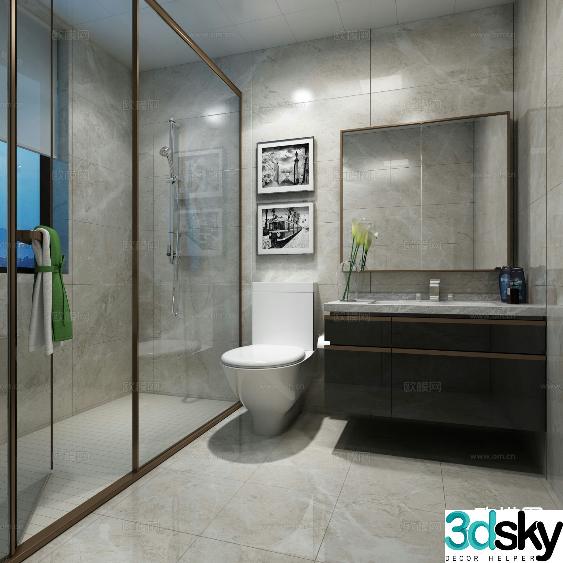 Modern minimalist bathroom bathroom 3d model