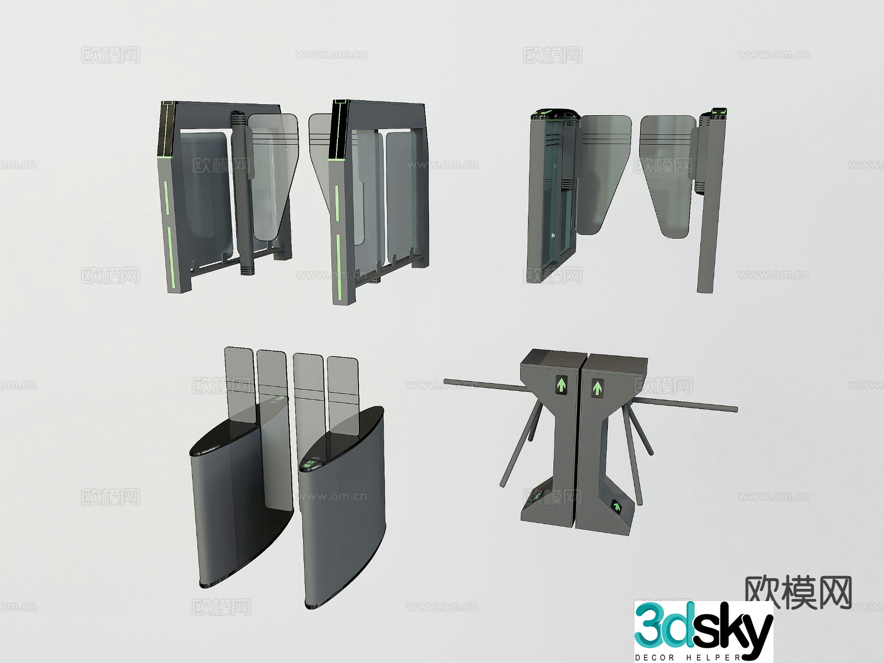 Modern gate, gate, access control 3d model