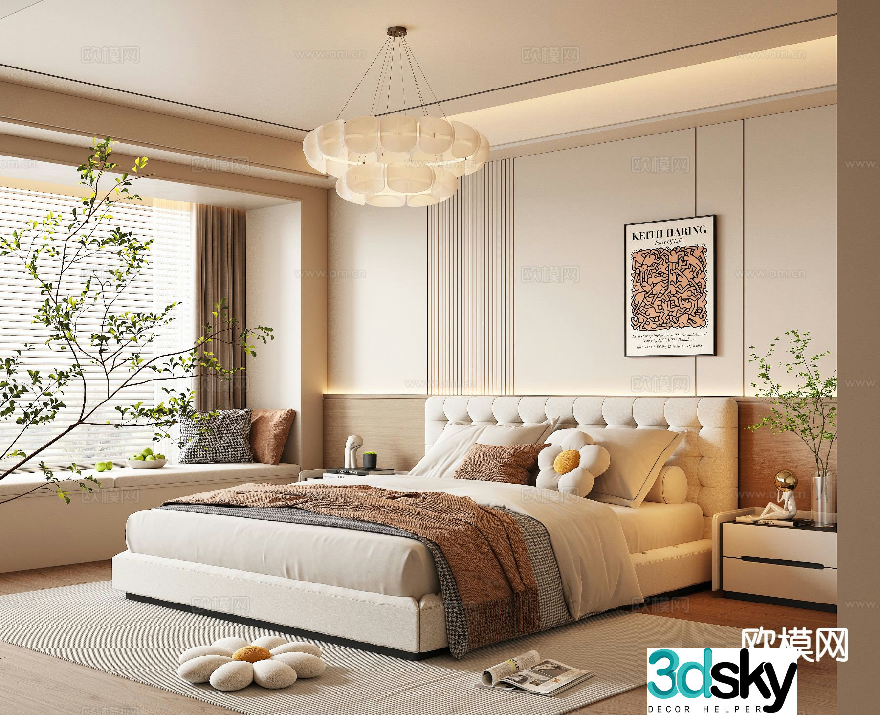 Cream style bedroom master bedroom 3d model