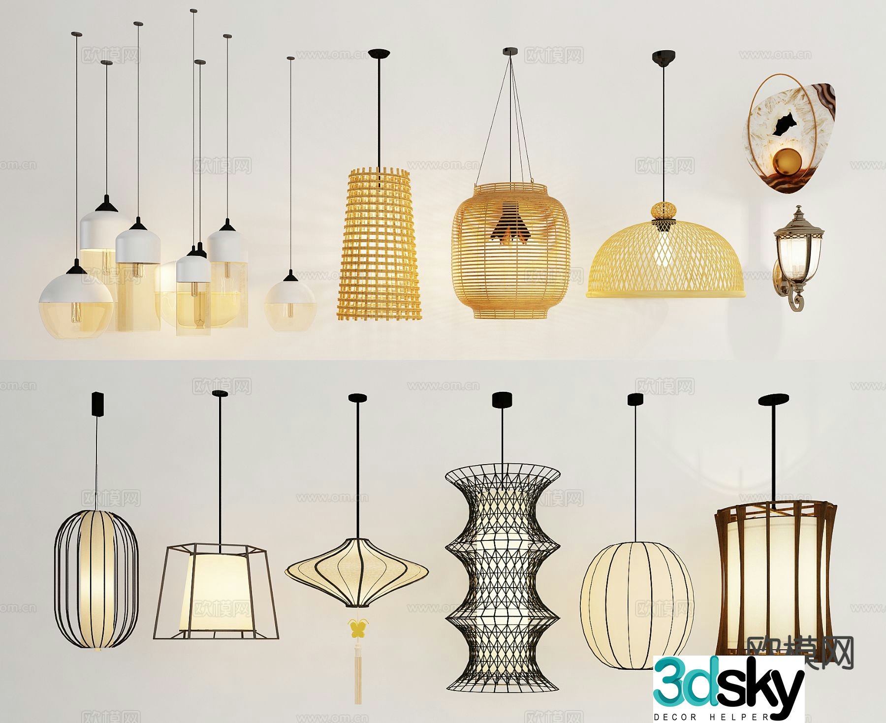 Chinese style chandelier restaurant chandelier 3d model