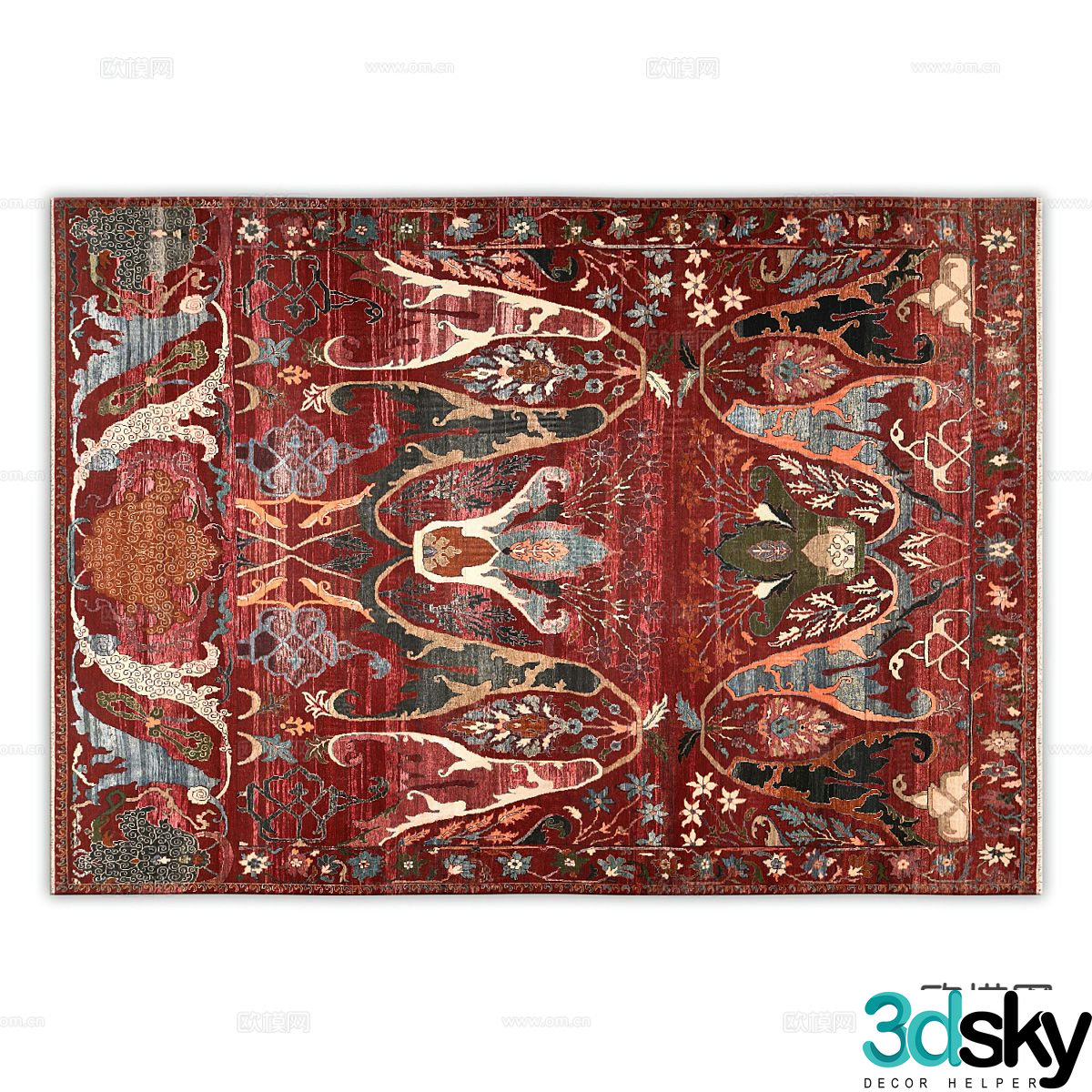 Ethnic style carpet square carpet 3d model