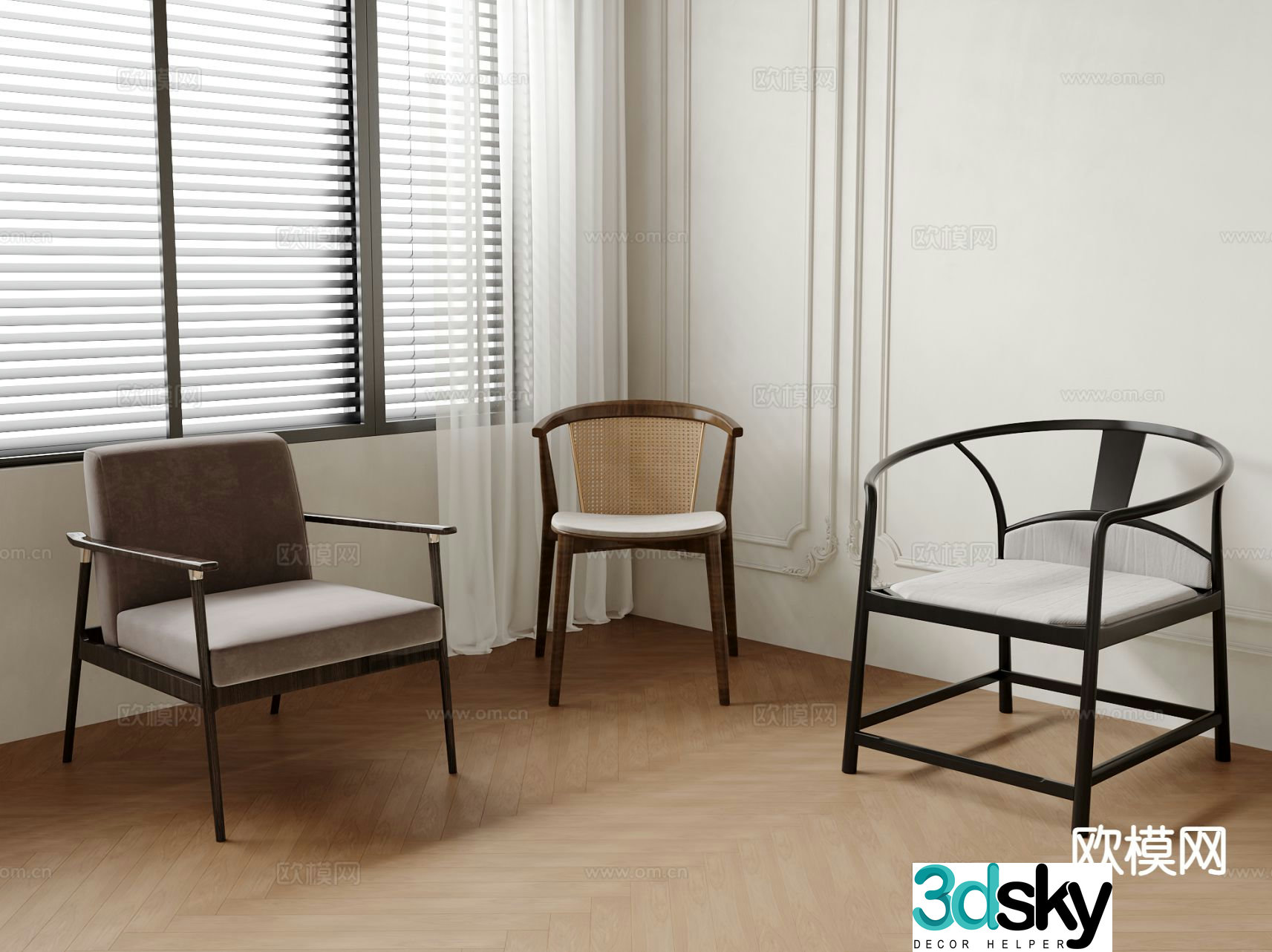 Chinese single chair chair armchair armchair 3d model