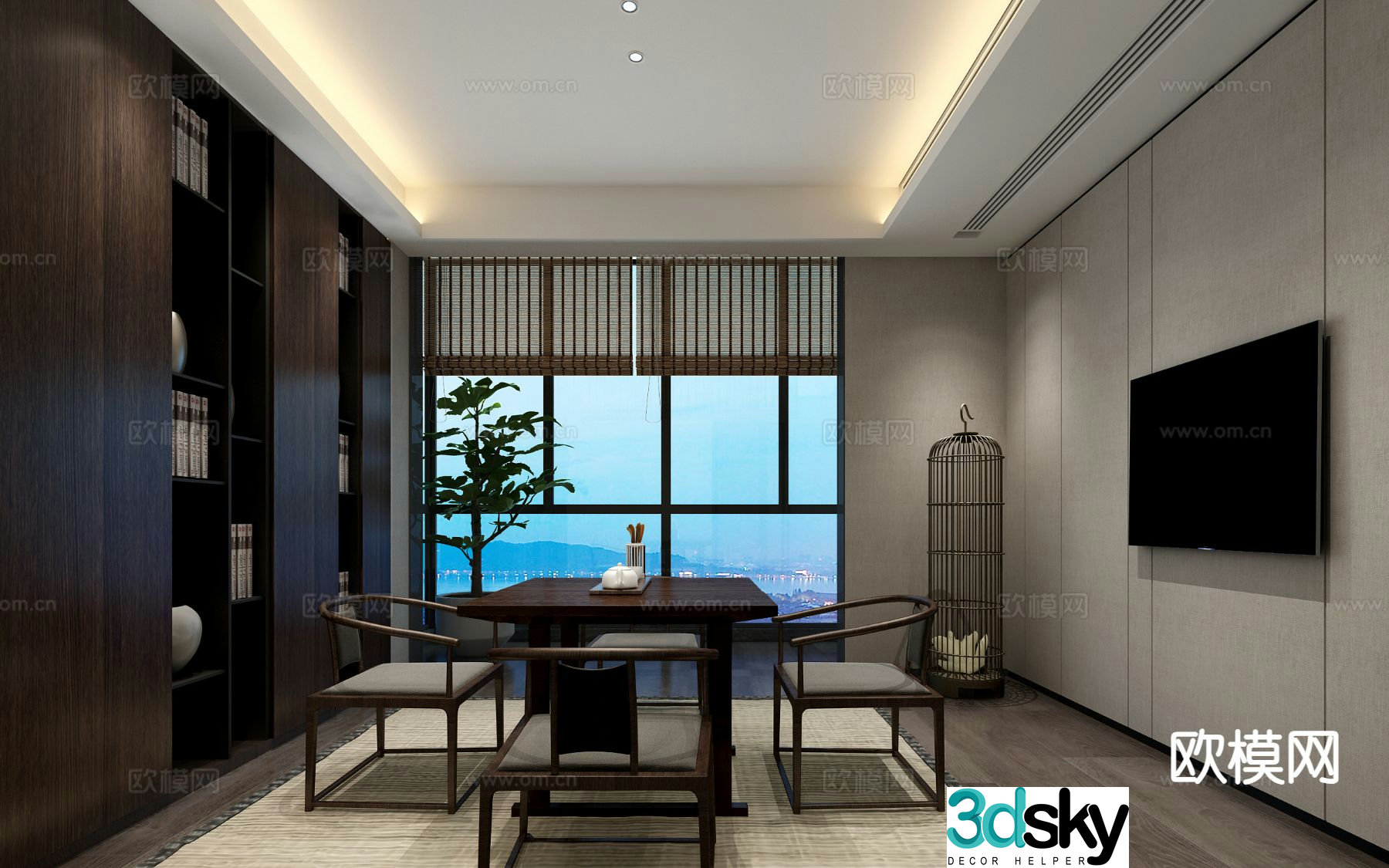 New Chinese style study 3D model
