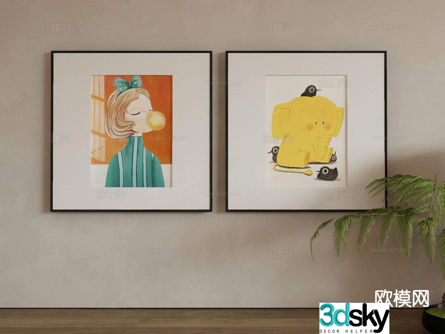 Decorative painting portrait painting hanging painting 3D model