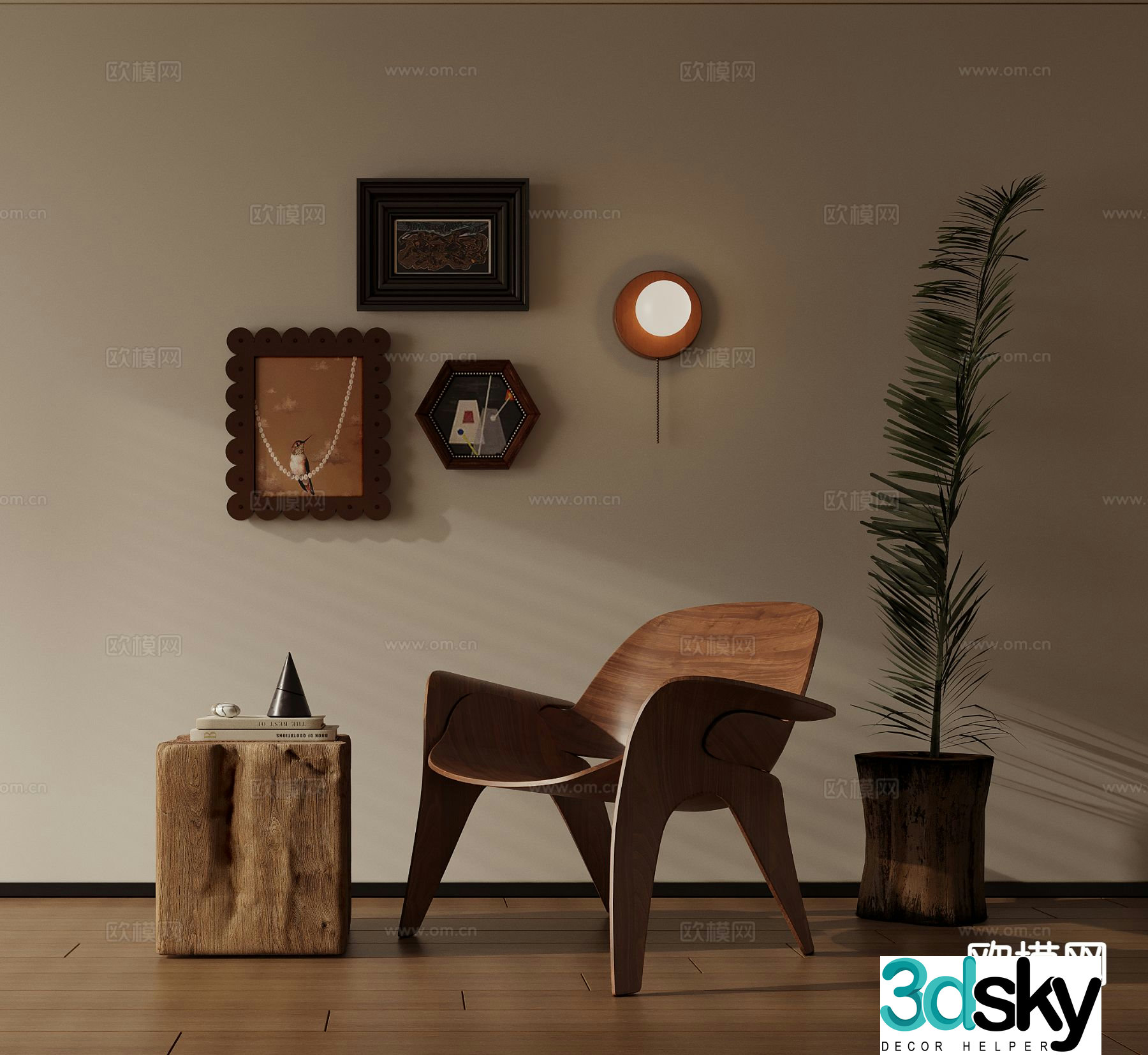 Medieval style chair leisure chair 3d model