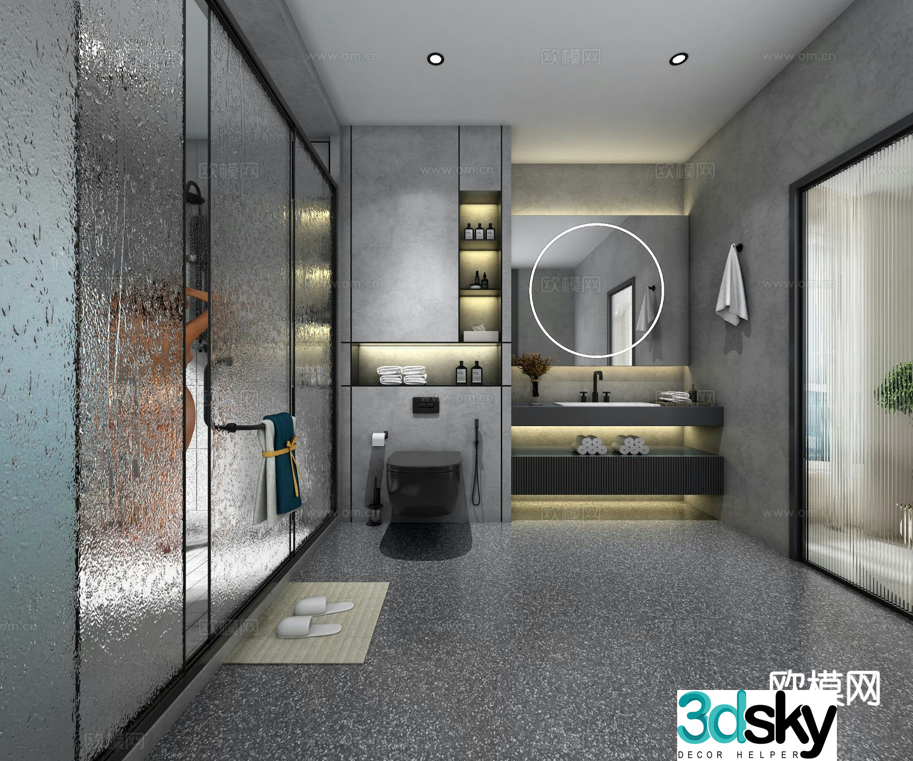 Premium gray bathroom bathroom 3d model