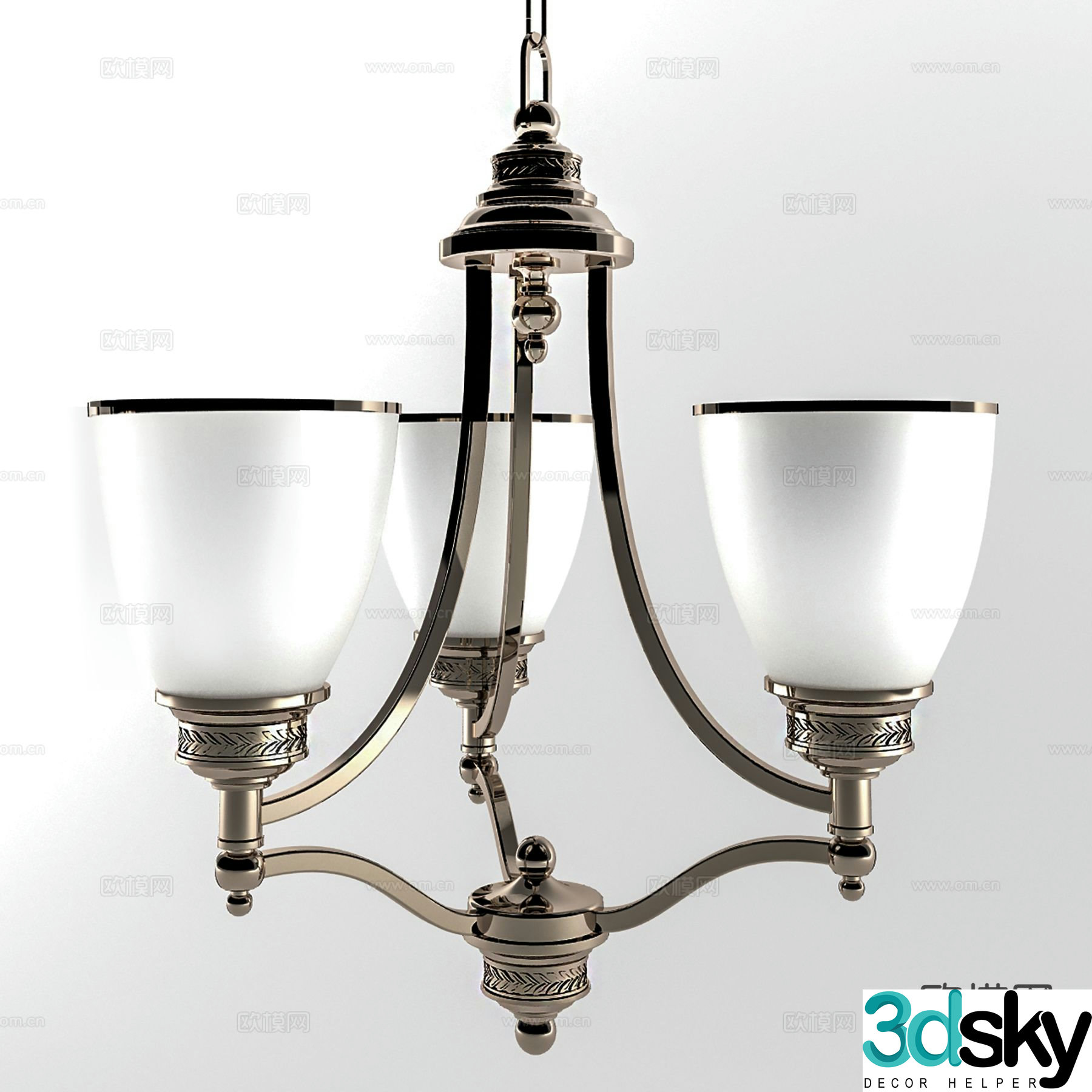 American multi-head chandelier 3d model