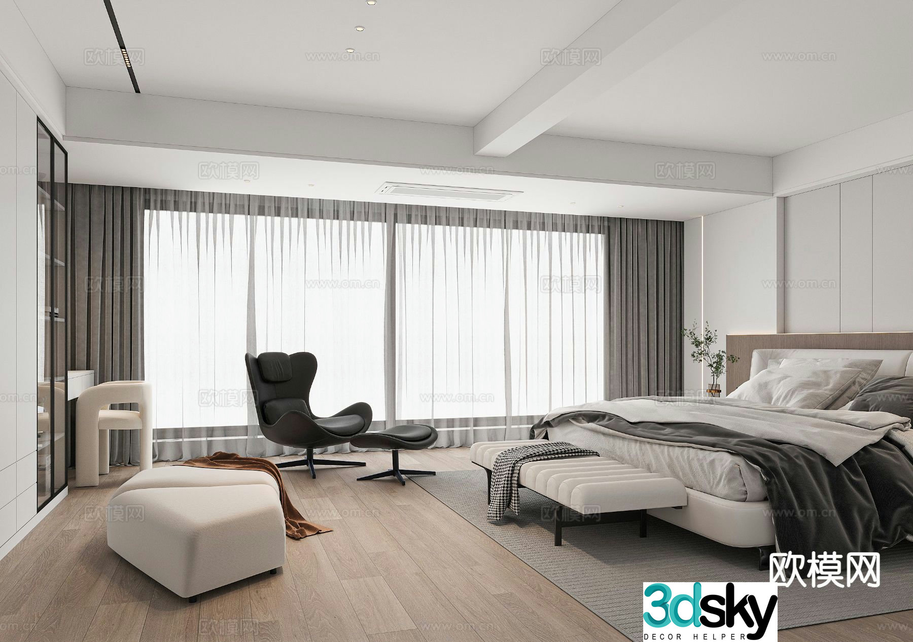 Modern bedroom master bedroom 3d model