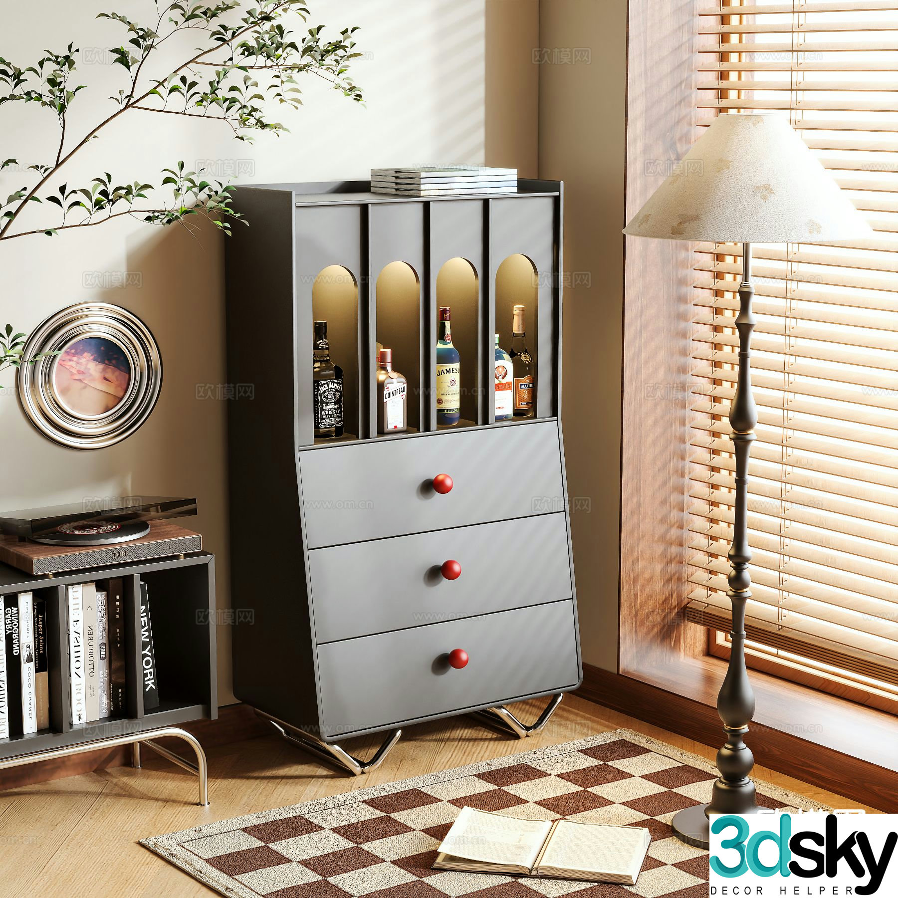 Medieval style wine cabinet 3D model