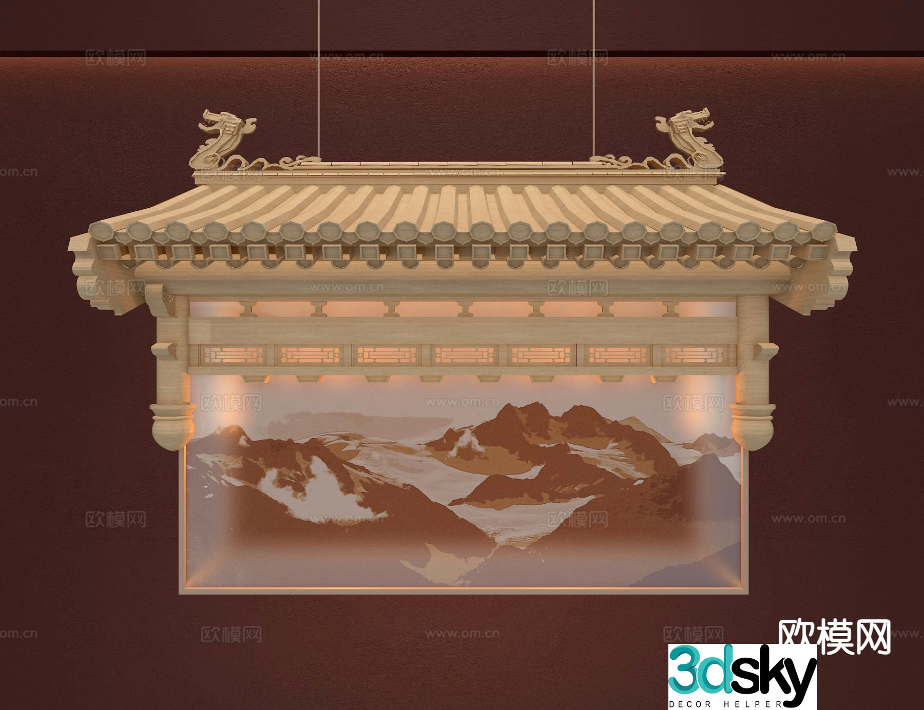 New Chinese style chandelier 3d model