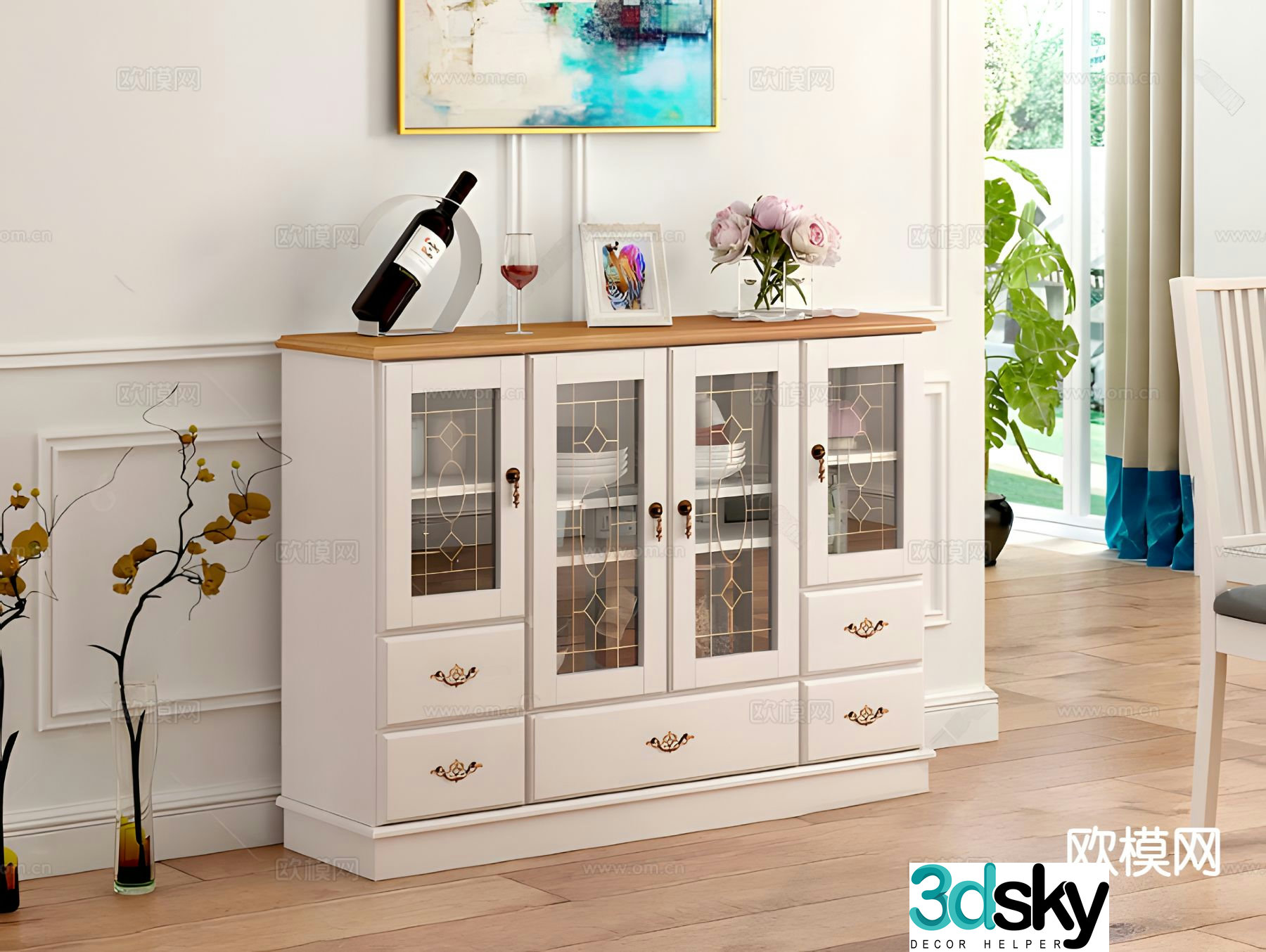 Simple European sideboard 3D model