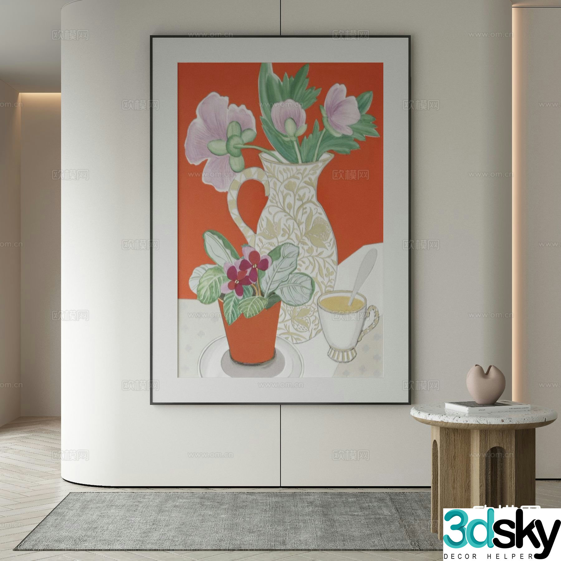 Modern decorative painting flower hanging painting 3d model