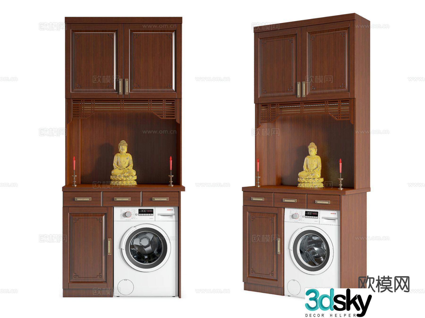 New Chinese style Buddhist niche washing machine cabinet 3D model