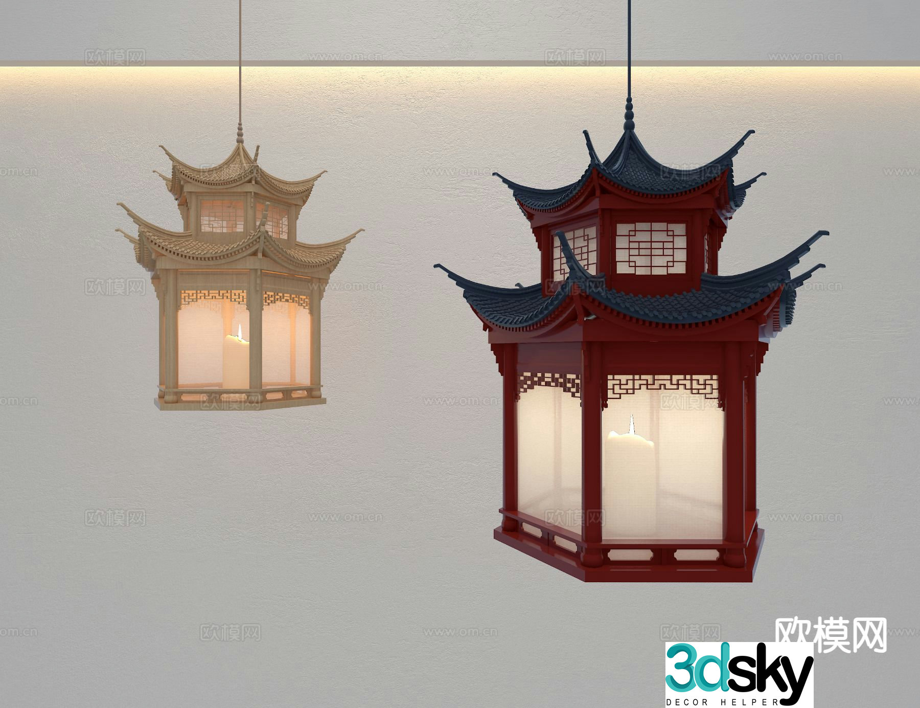New Chinese style chandelier 3d model