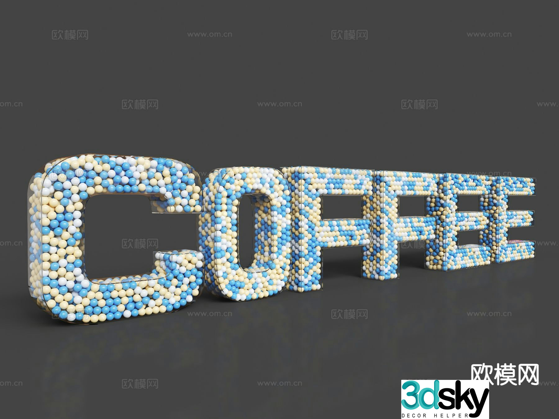 Ocean ball character coffee decoration 3d model