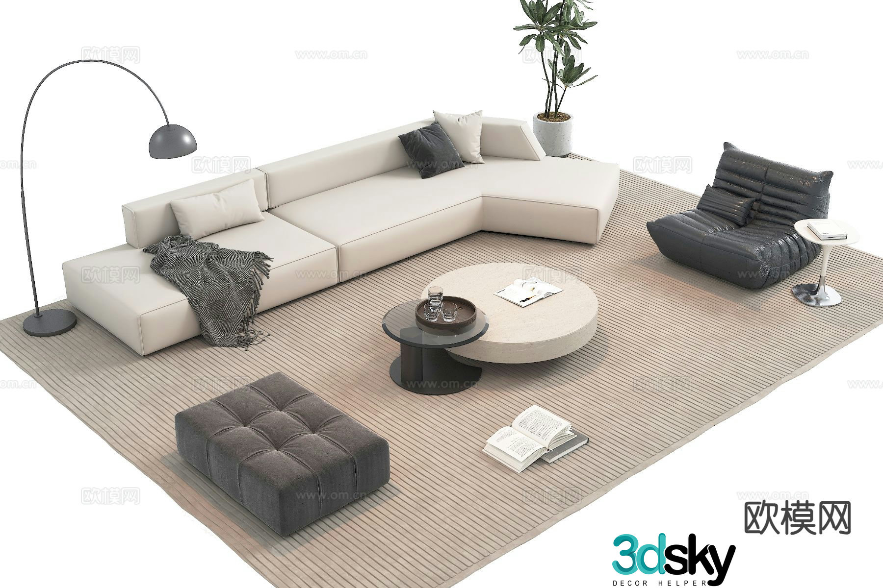 Modern modular sofa corner sofa 3d model