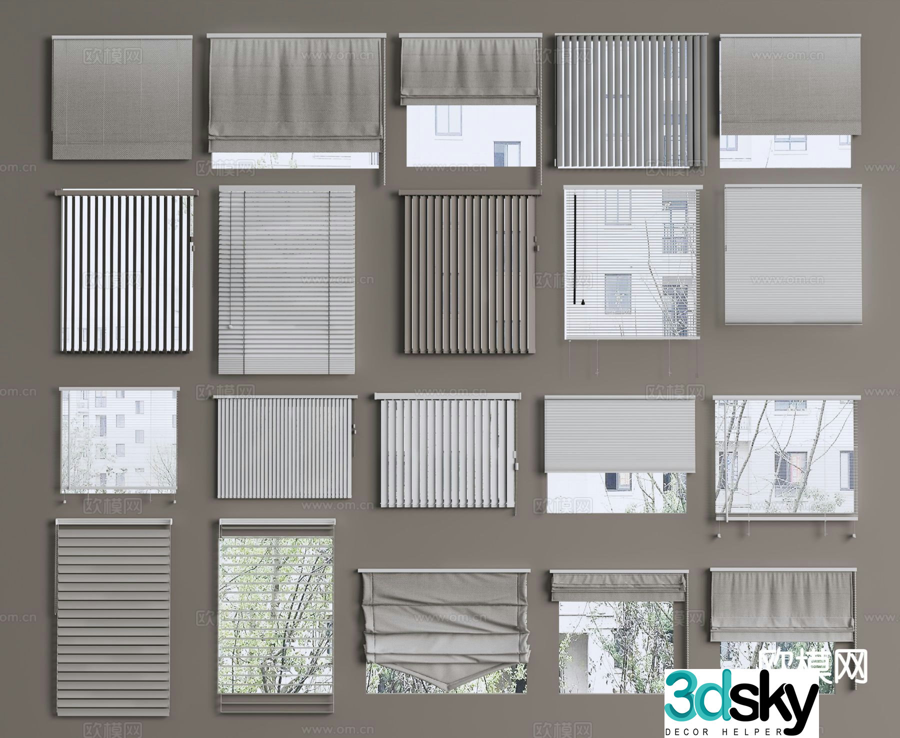 Venetian blinds fantasy blinds roller blinds folding blinds curtains honeycomb blinds day and night blinds 3D model