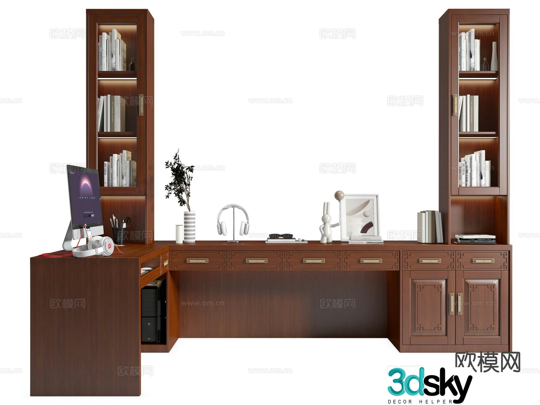 New Chinese style writing desk desk 3d model