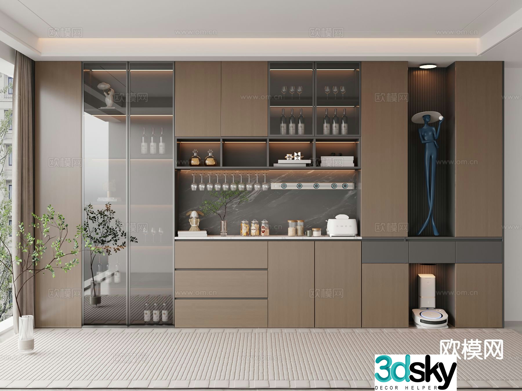 Italian wine cabinet sideboard 3d model