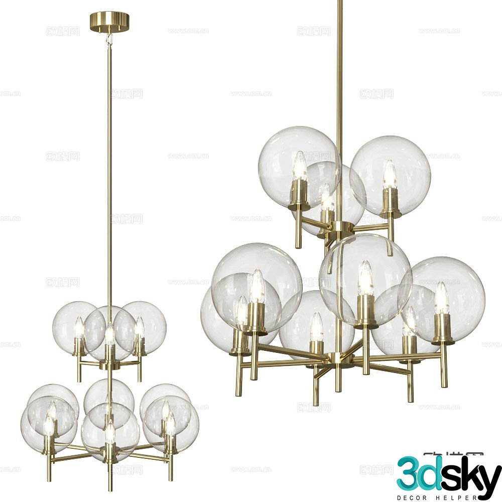 Markslojd glass chandelier 3d model