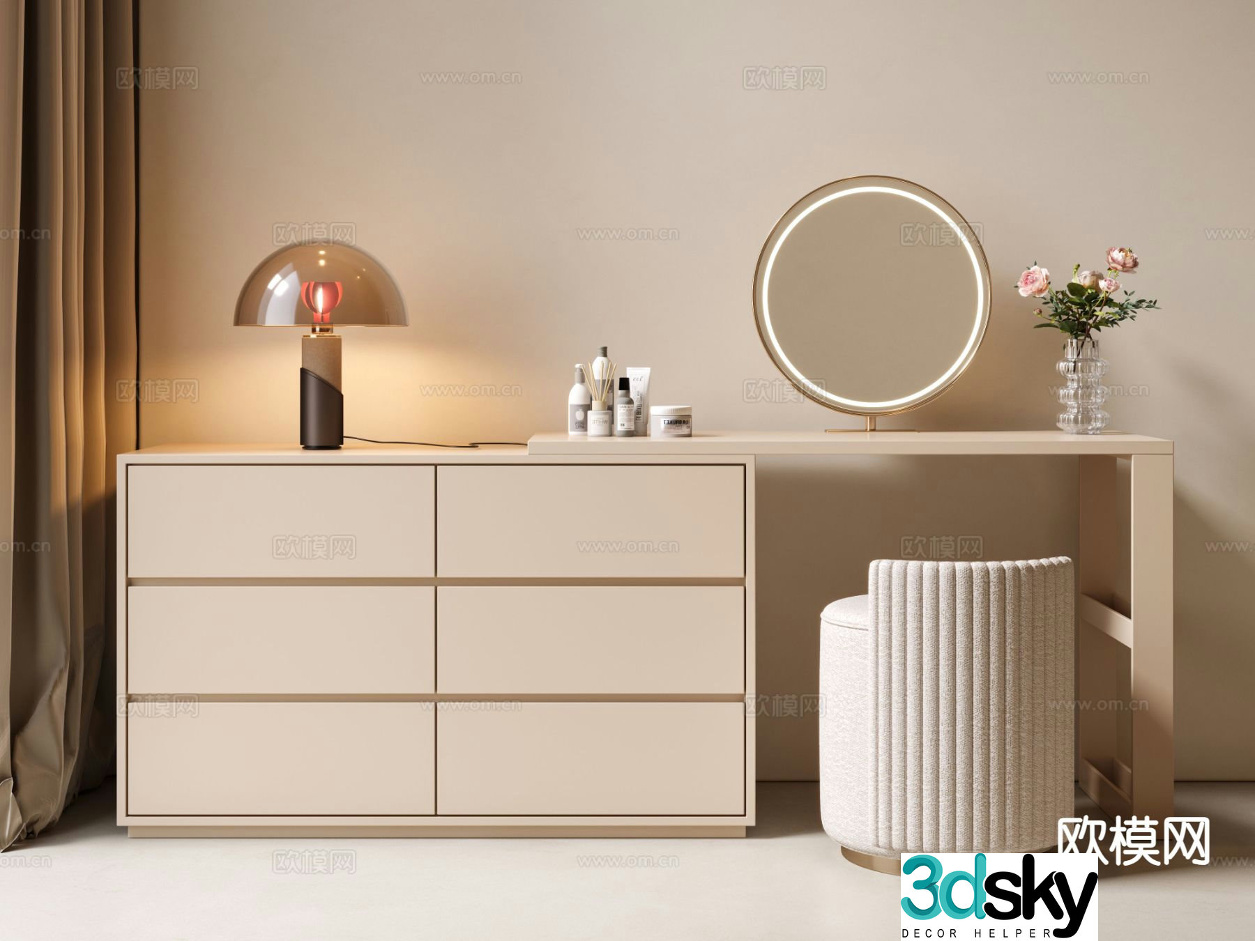 Modern dressing table makeup table storage cabinet 3d model