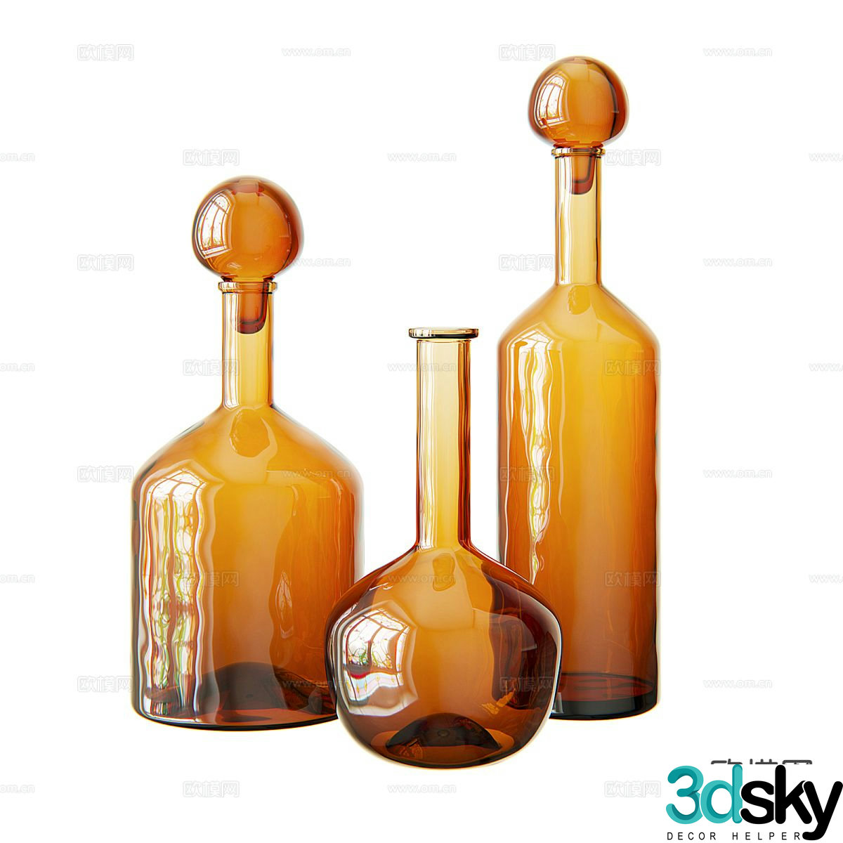 glass bottle cork container 3d model