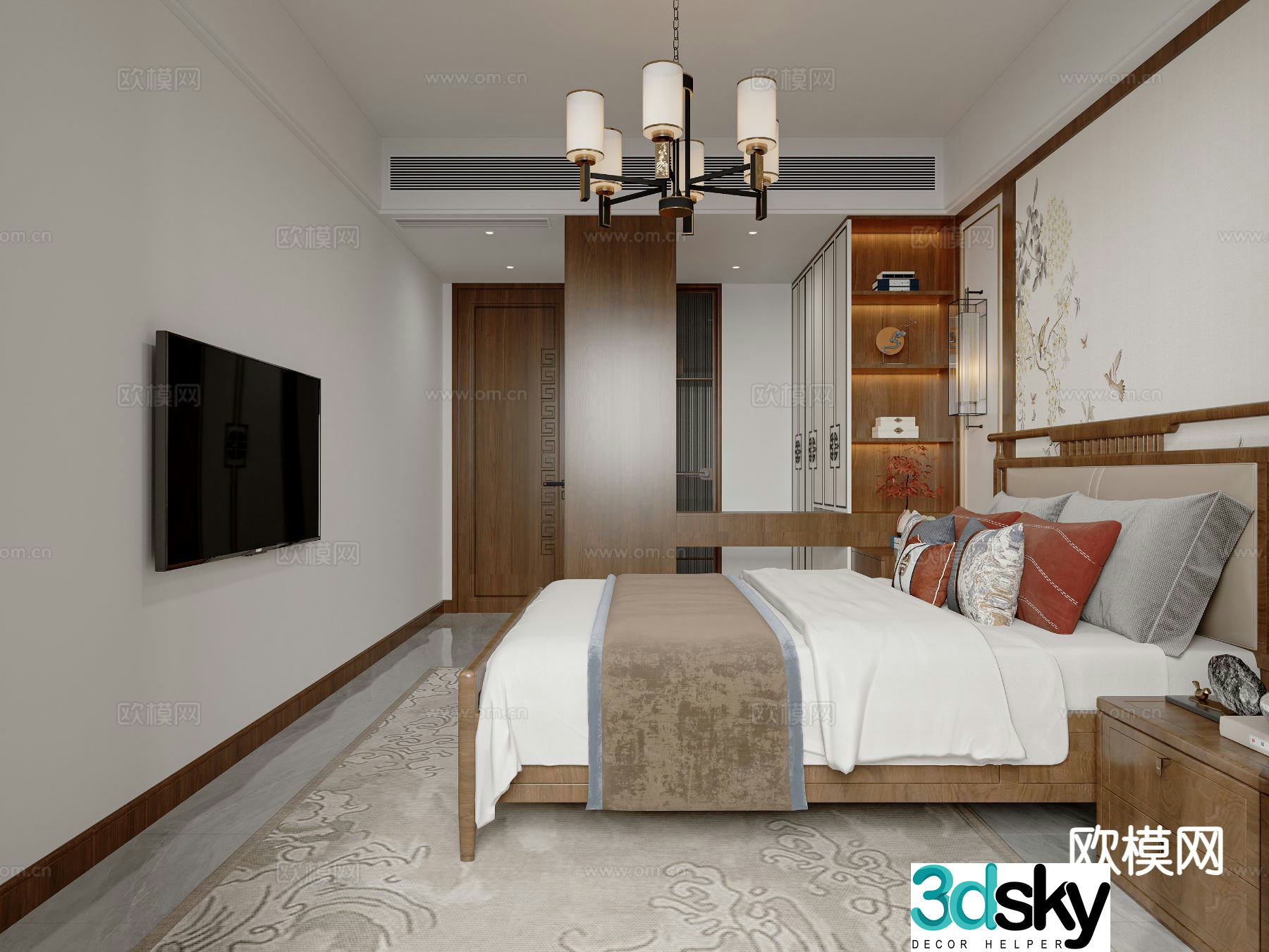 New Chinese style bedroom master bedroom 3d model