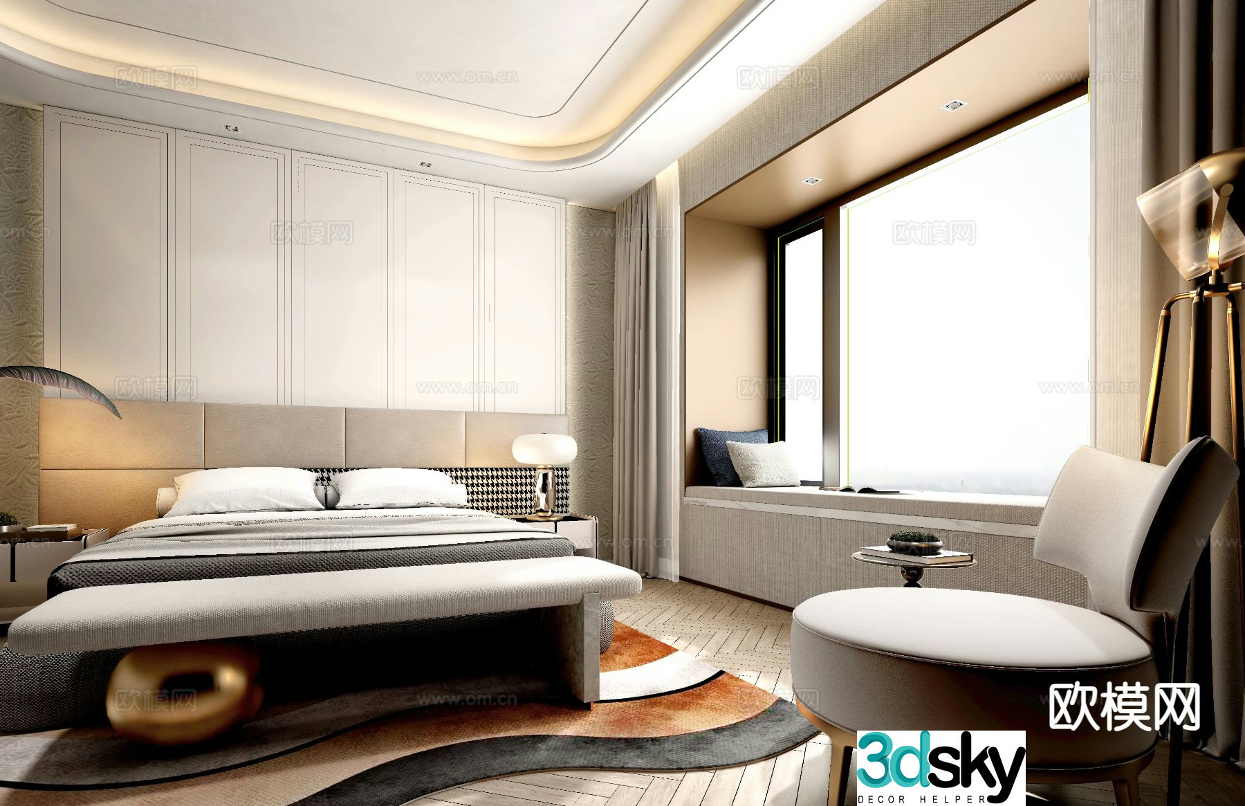 Modern bedroom master bedroom 3d model