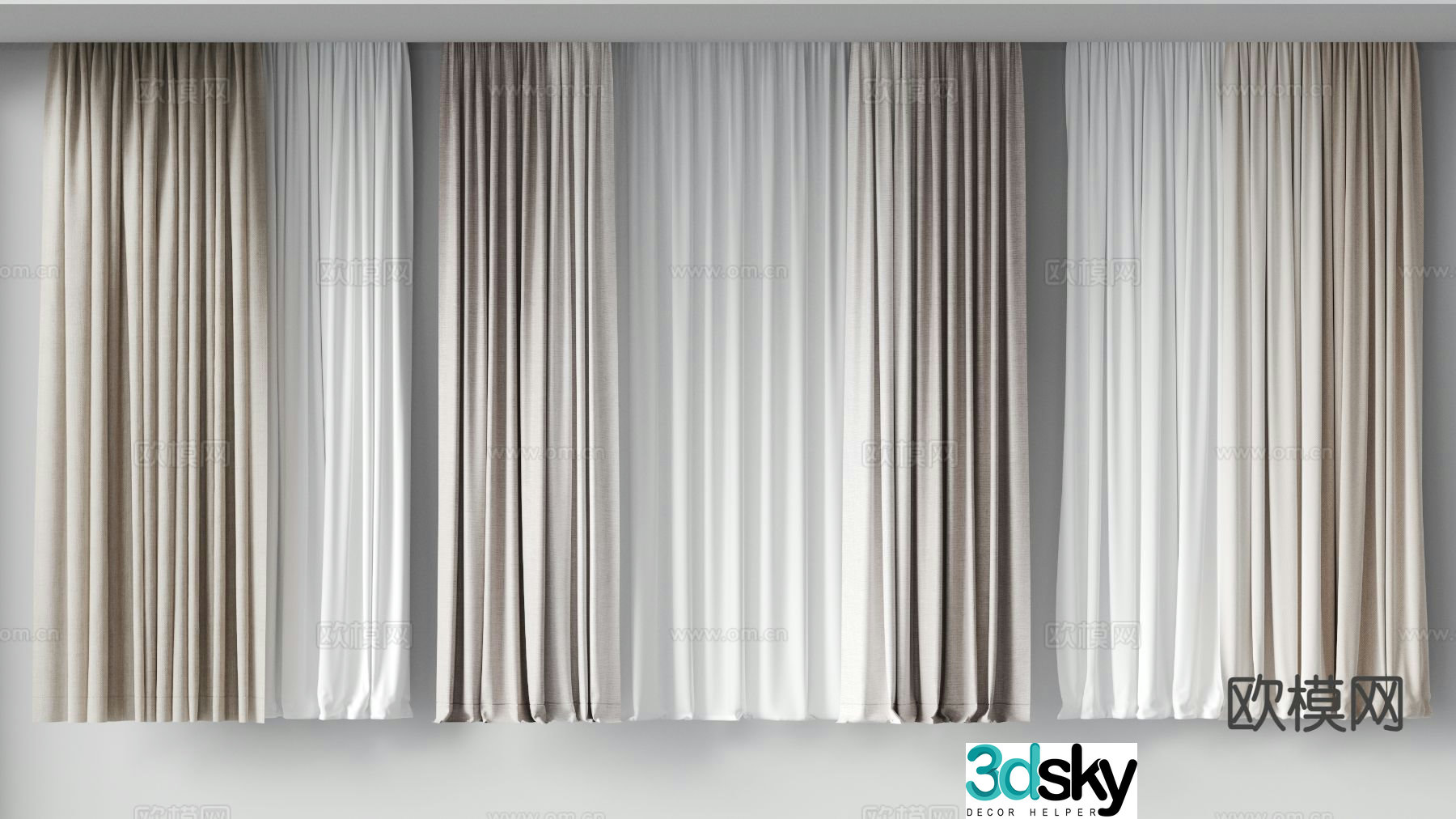 curtain gauze curtain plain curtain 3d model