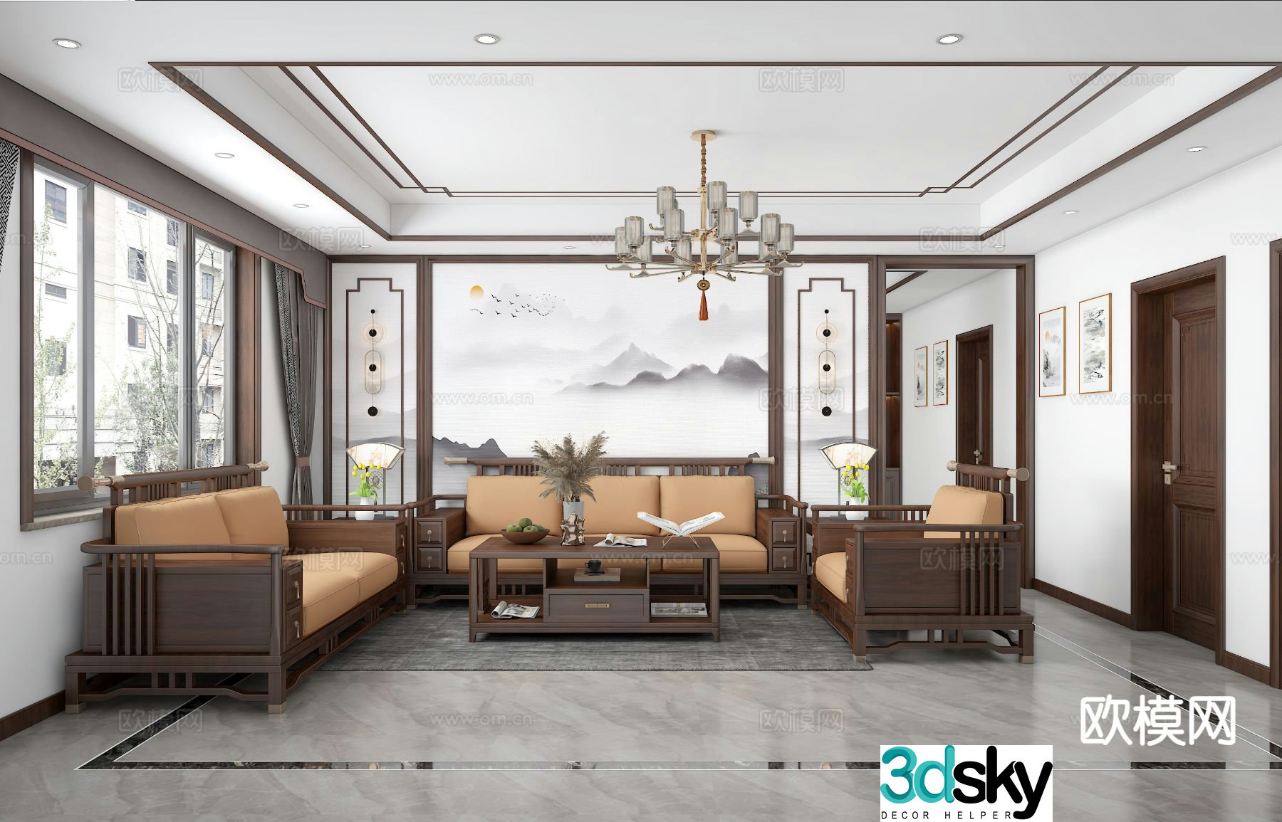 New Chinese style living room 3d model
