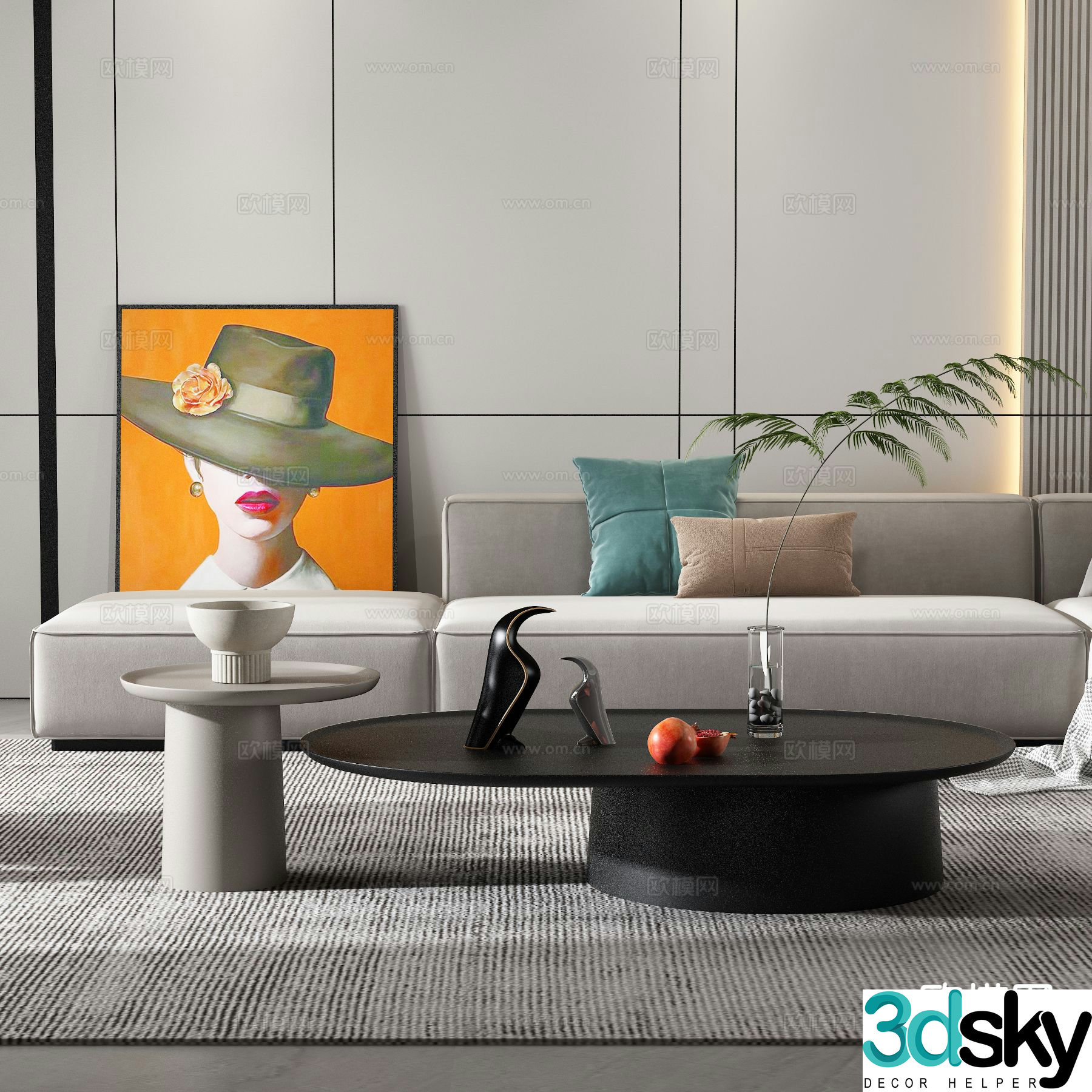 Modern double coffee table 3d model