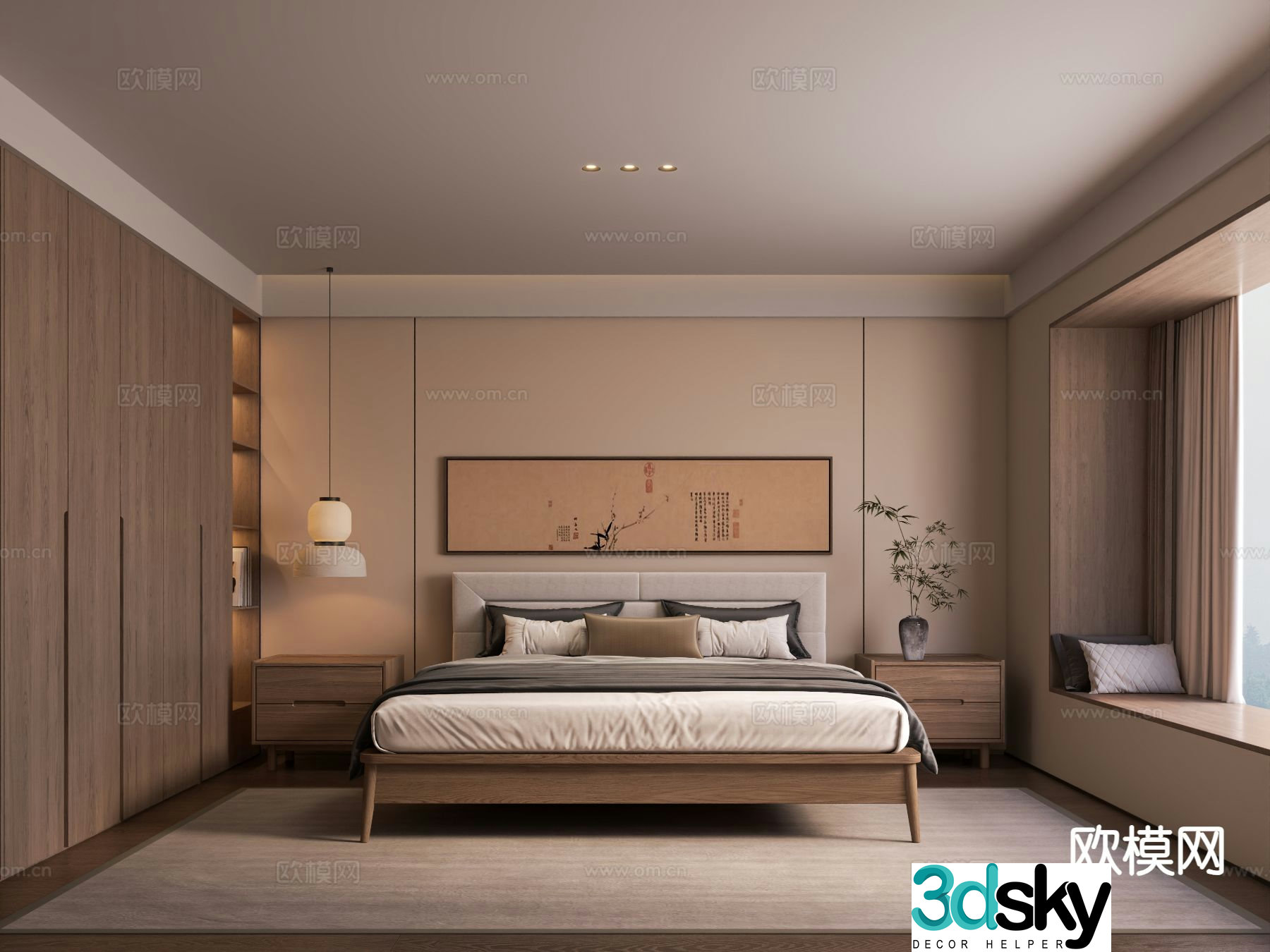 New Chinese style bedroom master bedroom 3d model