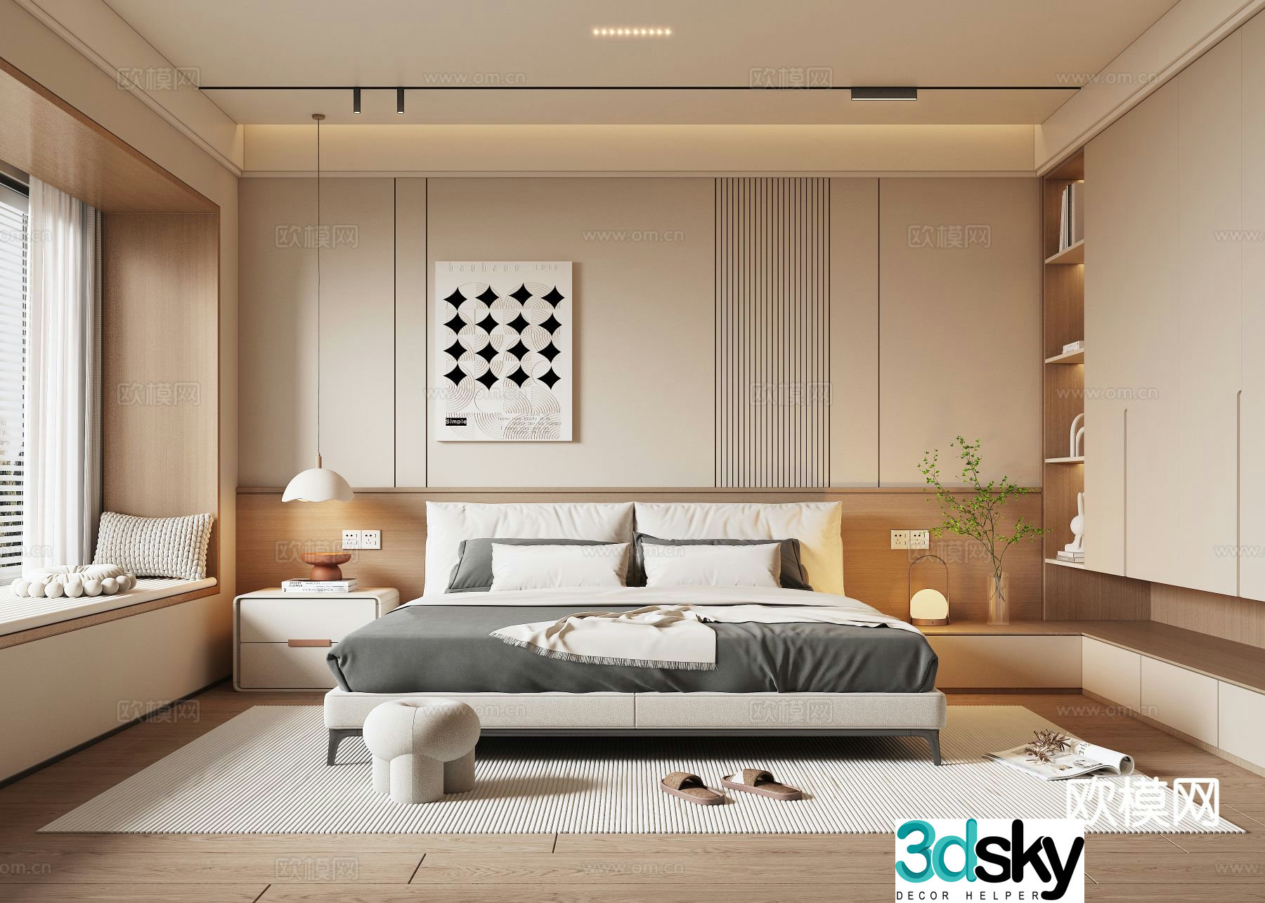 Cream style bedroom master bedroom 3d model