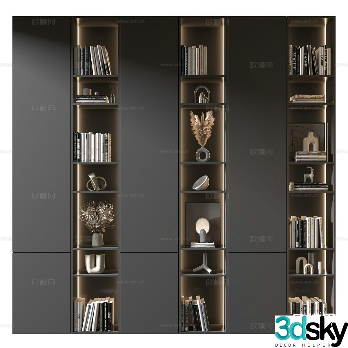 Italian style decorative cabinet bookcase 3d model