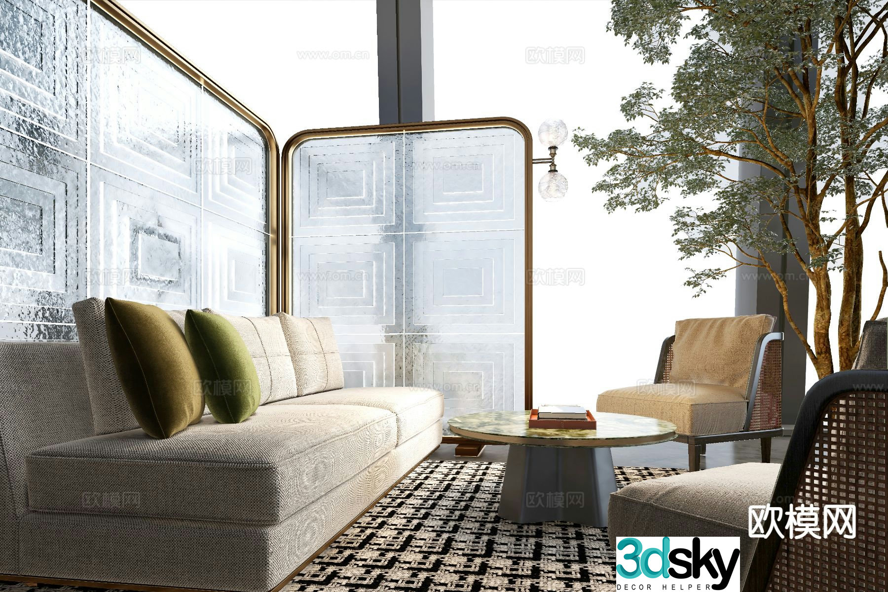 Modern sectional sofa 3d model