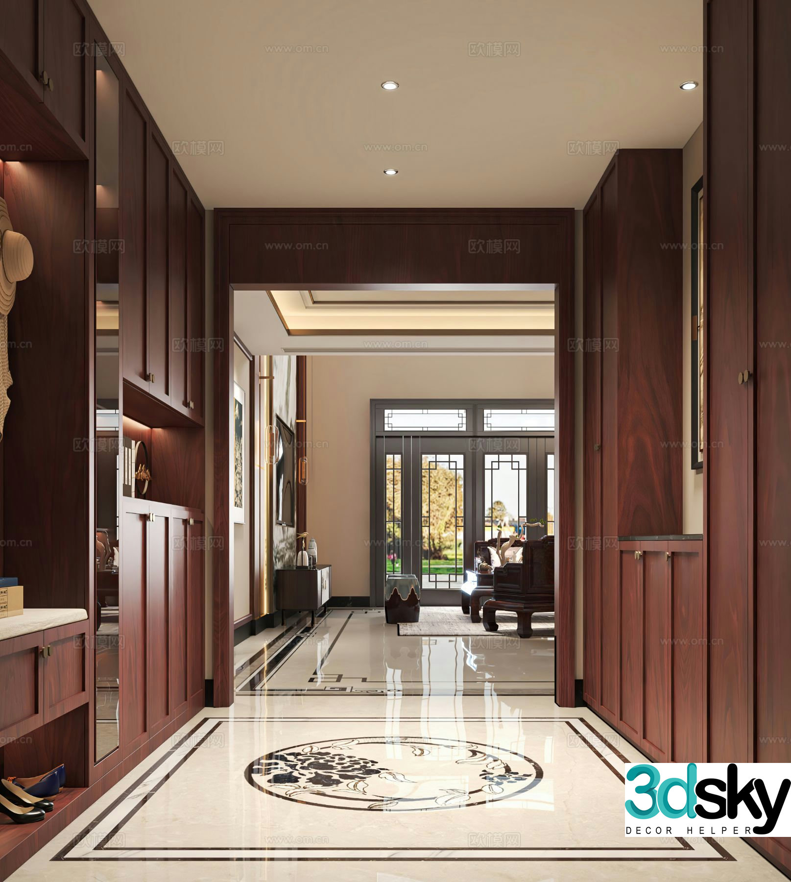New Chinese style entrance hall entrance hall aisle 3D model