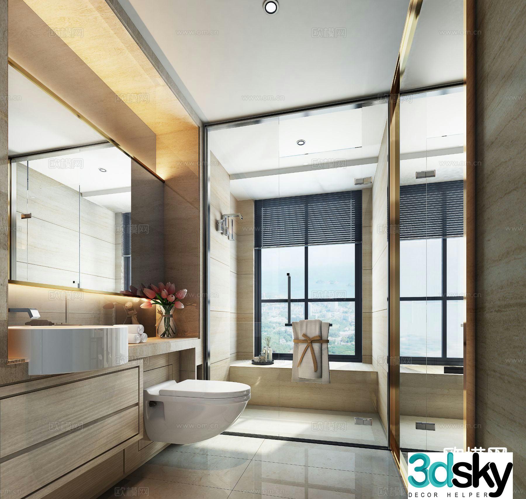 Light luxury bathroom bathroom 3d model