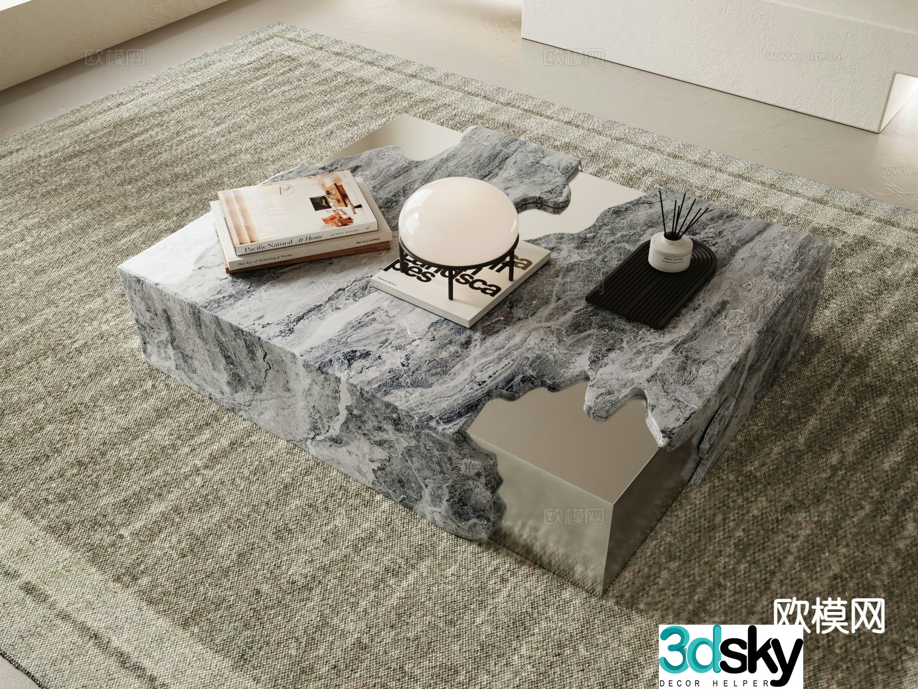 Modern marble coffee table 3d model