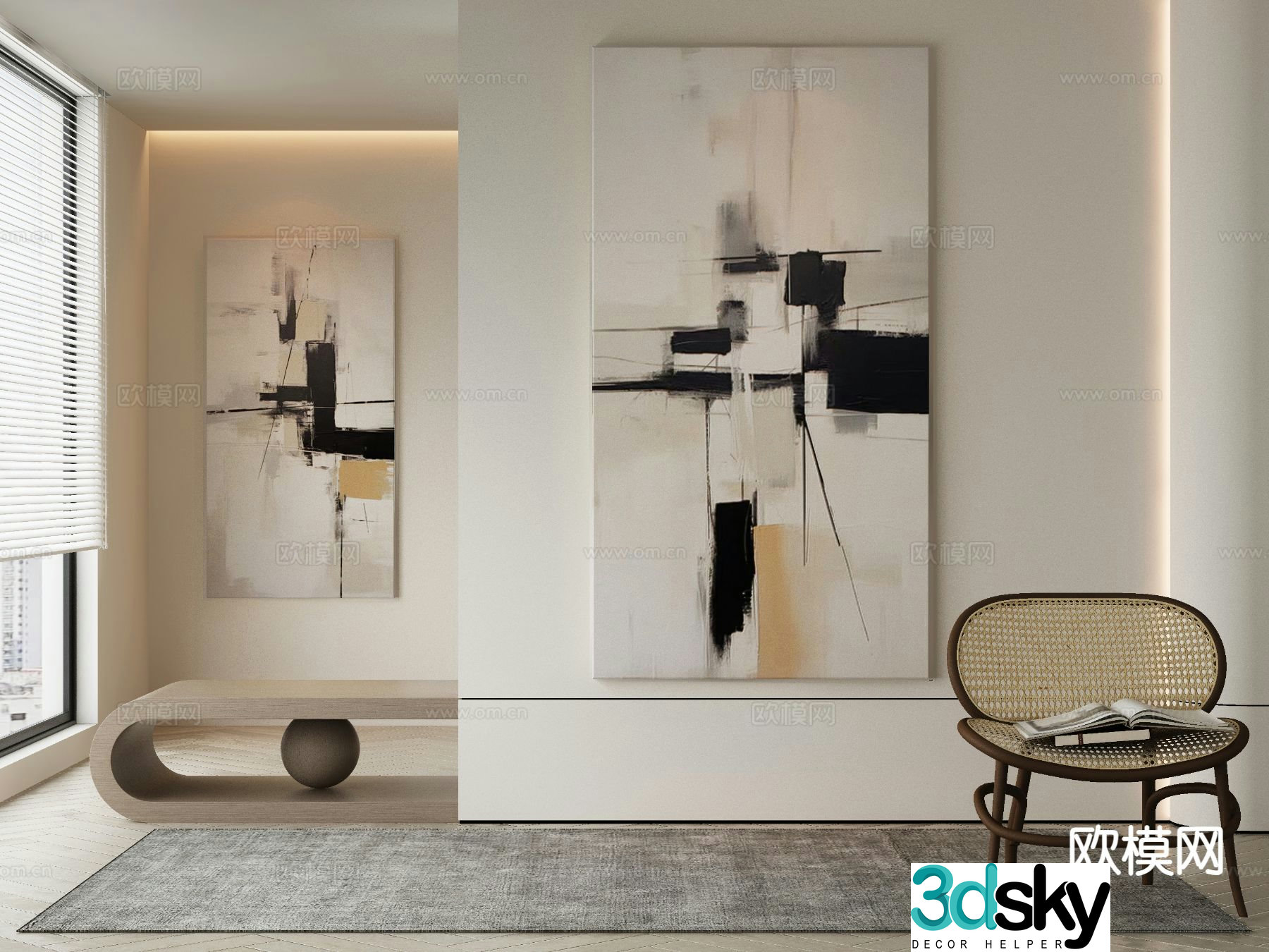 Modern decorative painting abstract painting 3d model
