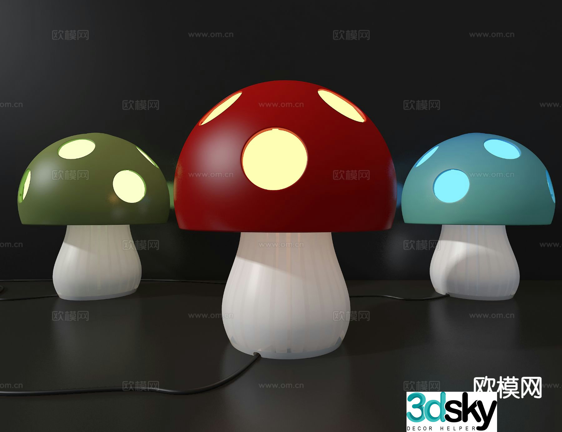 Mushroom night light decorative lamp 3d model