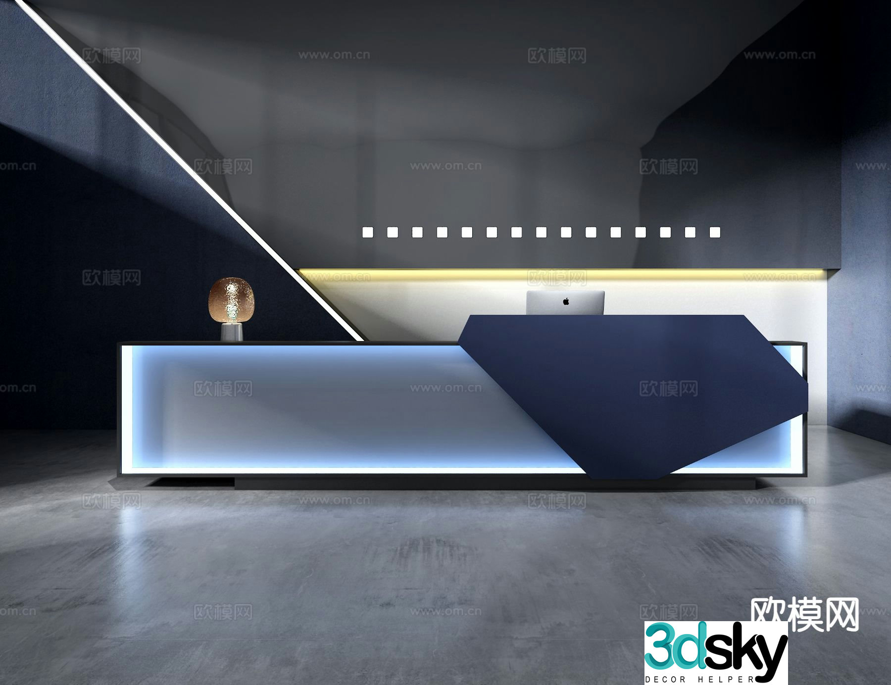Modern front desk reception desk 3d model